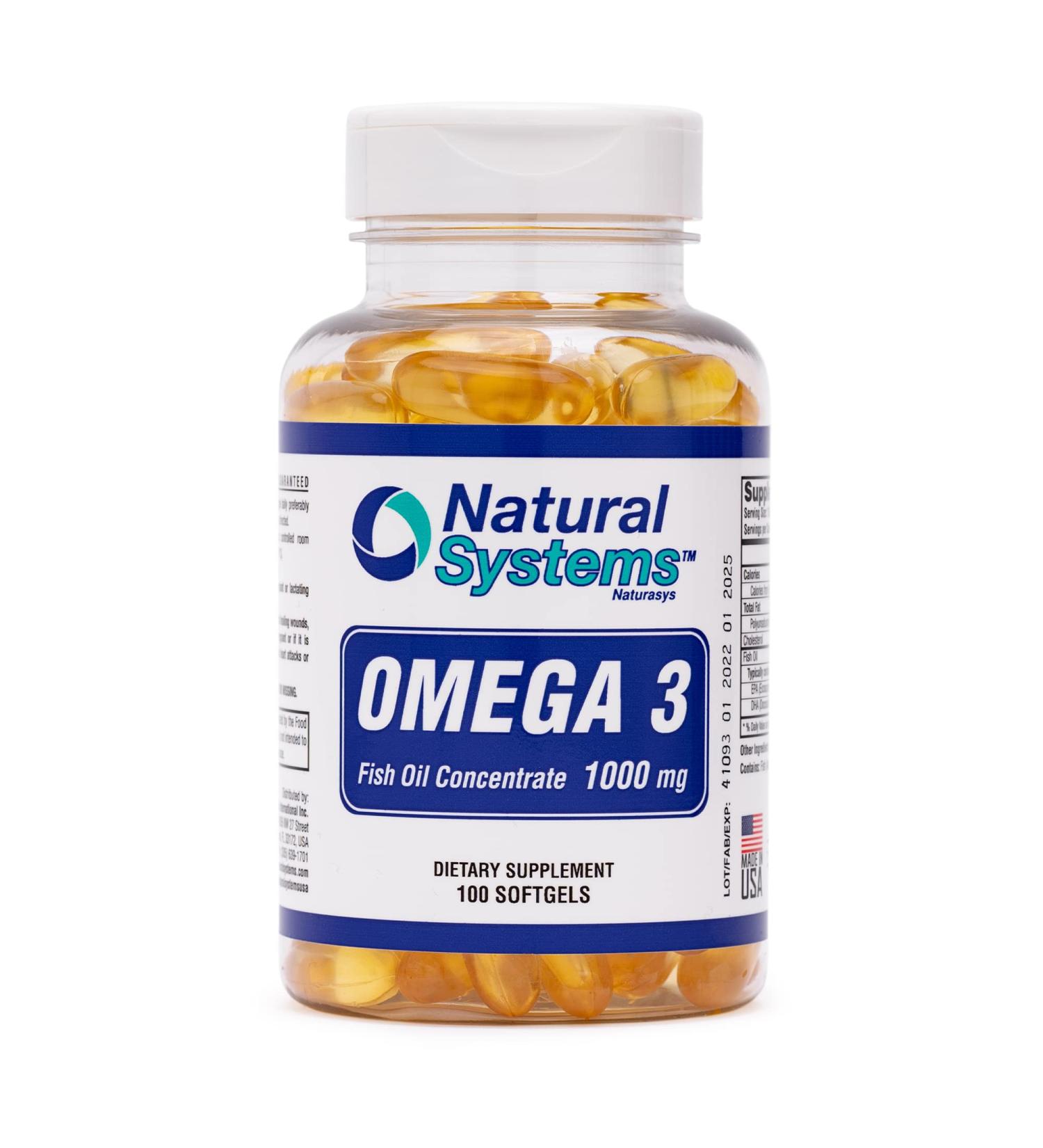 Omega 3 1000mg Fish Oil 100 Concentrated Softgels by Natural Systems - Omega 3 Supplements - Capsules for Daily Diet - EPA - DHA - Perfect for Heart Eye Brain and Joints Support* 100 Count (Pack of 1) - Buy Online on GoSupps.com