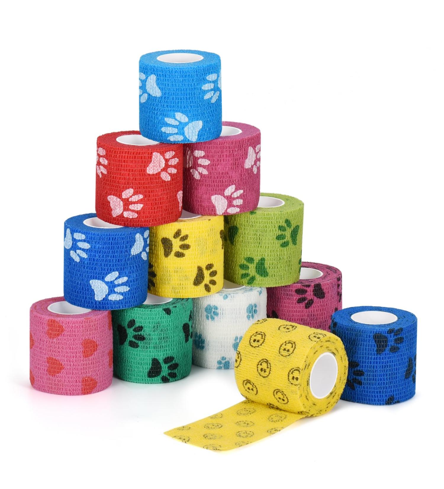 12 Pieces Self-Adhesive Bandage for Dogs & Pets | Vet Wrap Cohesive Bandages for Horses Elastic Binding Tape for Wrists Ankles & Fingers - International Shipping Available - Buy Online on GoSupps.com