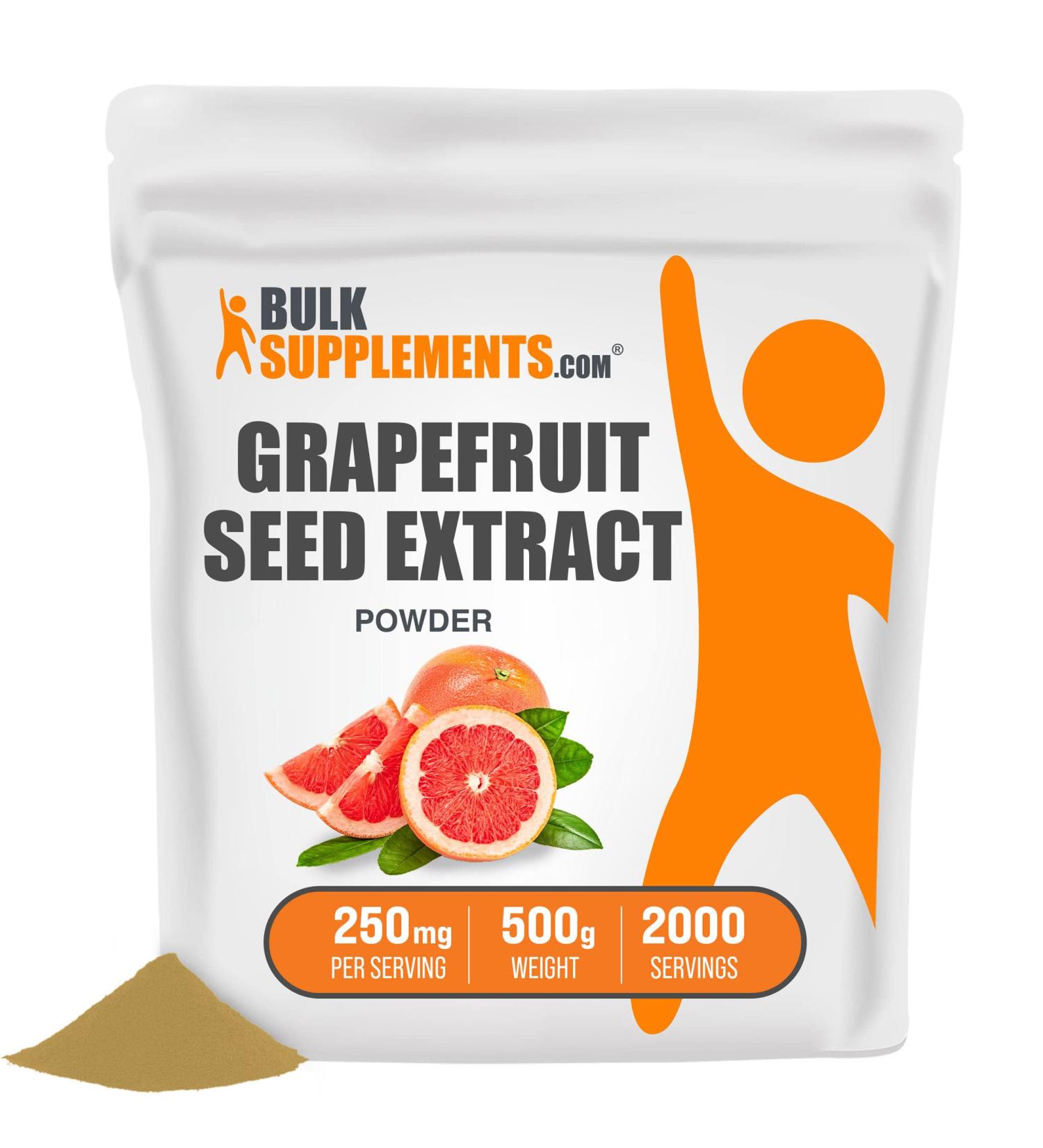 Grapefruit Seed Extract Powder - Polyphenols & Grapeseed Antioxidant Supplement - 500g (1.1 lbs) - BulkSupplements - Buy Online on GoSupps.com