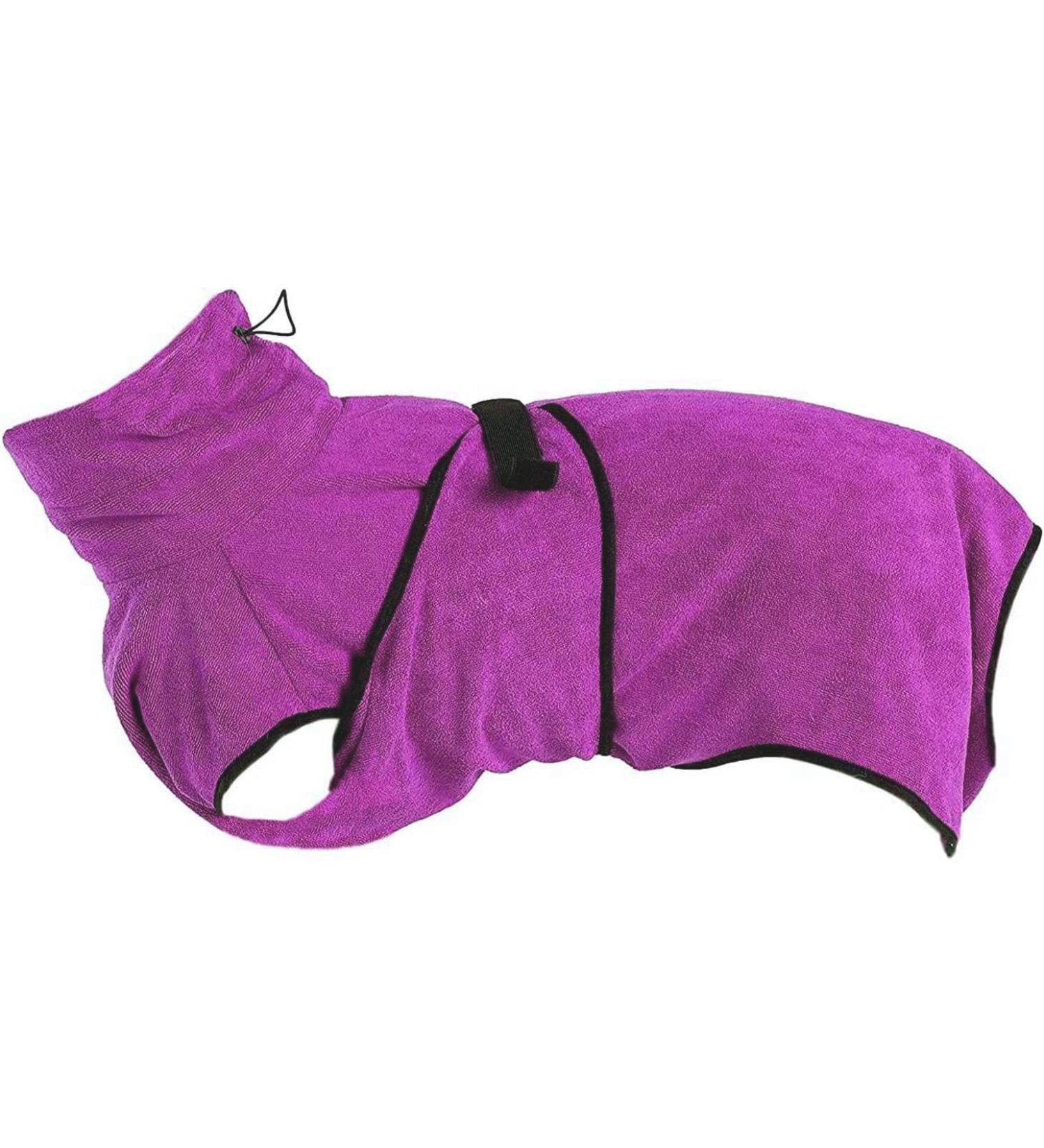 OWBB Extra Absorbent Dog Bath Towel & Cat Fast Drying Bathrobe - XL Purple Pet Coat with Adjustable Carriers for Dogs and Cats - Buy Online on GoSupps.com