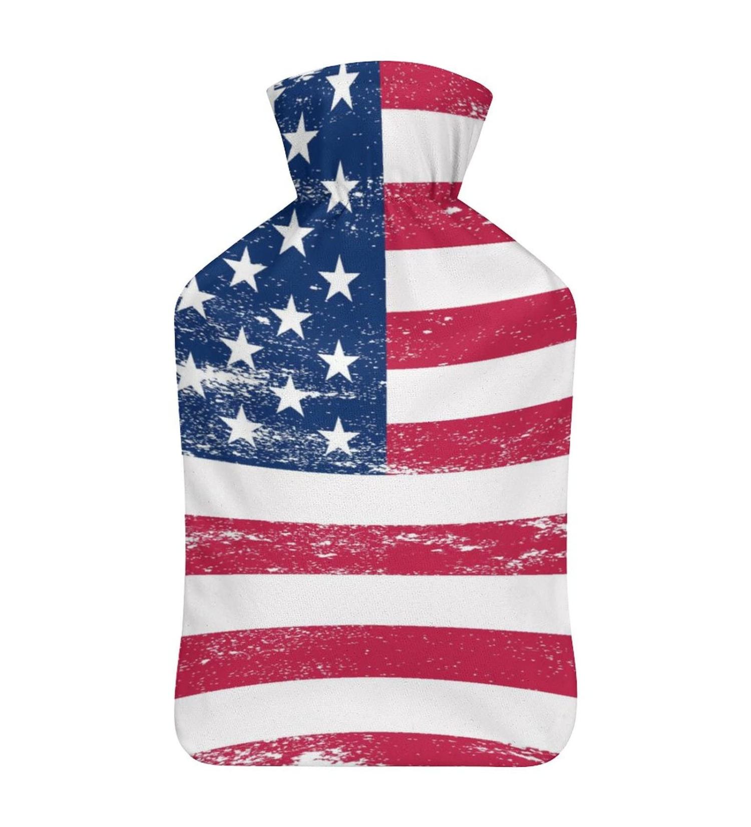 American Flag Hot Water Bottle - Pain Relief & Cramps - Rubber Bag for Hot/Cold Therapy & Foot Warmer - Buy Online on GoSupps.com