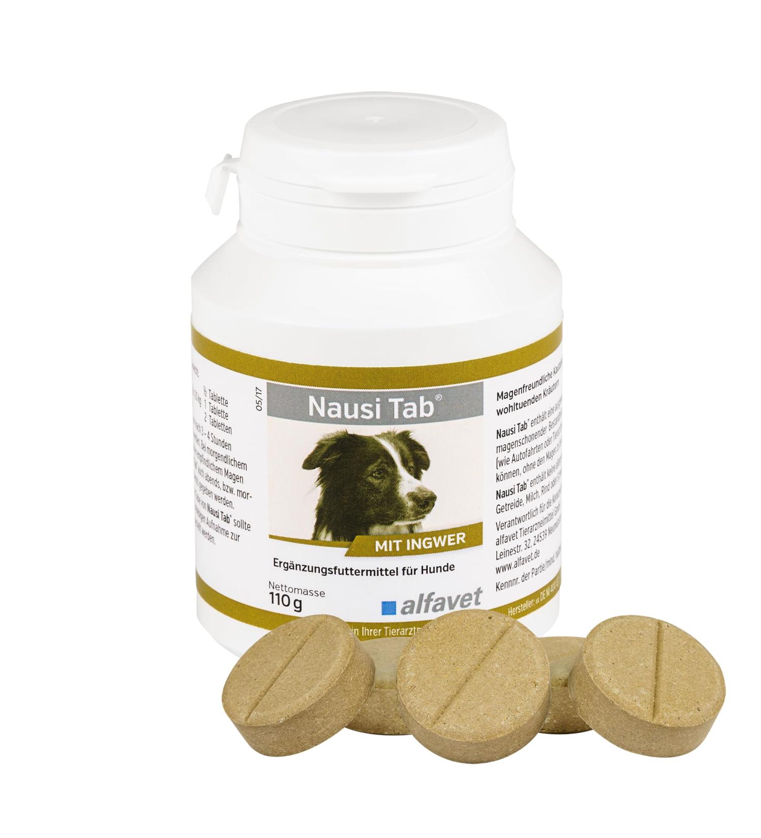 alfavet Nausi Tab protects the stomach in stressful situations chewable tablets with ginger for dogs food supplement 110 g box containing approx. 20 snacks - Buy Online on GoSupps.com