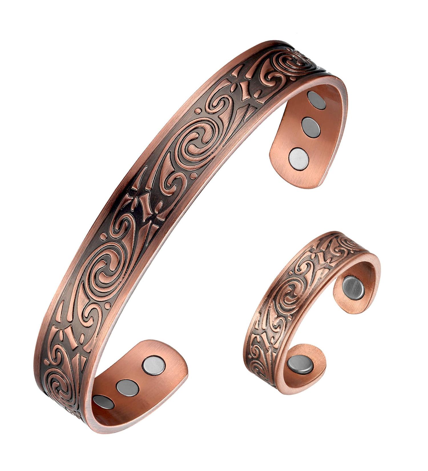 Biomag Men's Copper Bracelet - 99.9% Pure Magnetic Bangle for Arthritis Relief | Adjustable Joint Pain Jewelry Gift - Buy Online on GoSupps.com