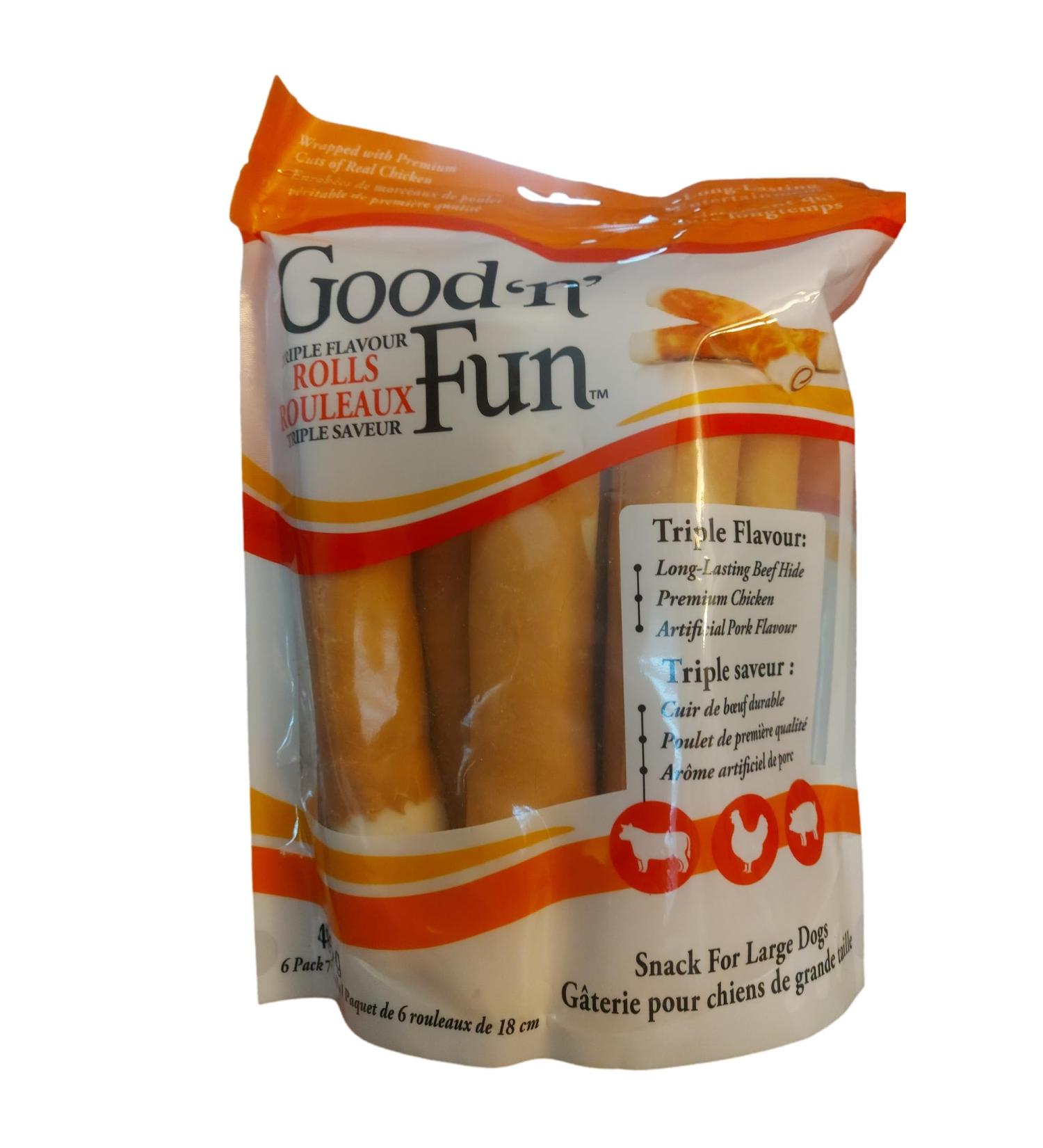 Good'n'Fun Triple Flavour Rolls 7" 6 ct