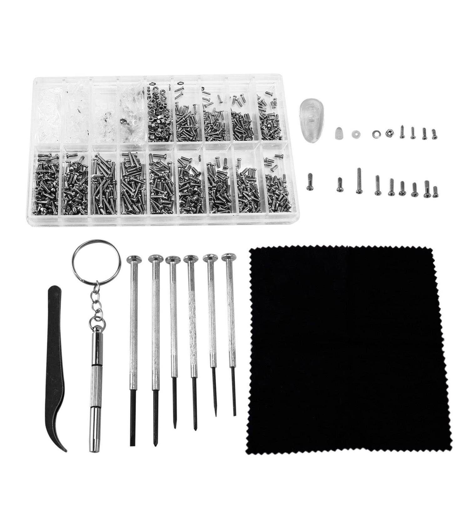 Ptdfjspt Eyeglass Repair Kit Sunglasses Repair Kit With Nose Pads Screws Screwdriver Tweezers FOR Watch Clock Glasses Repair