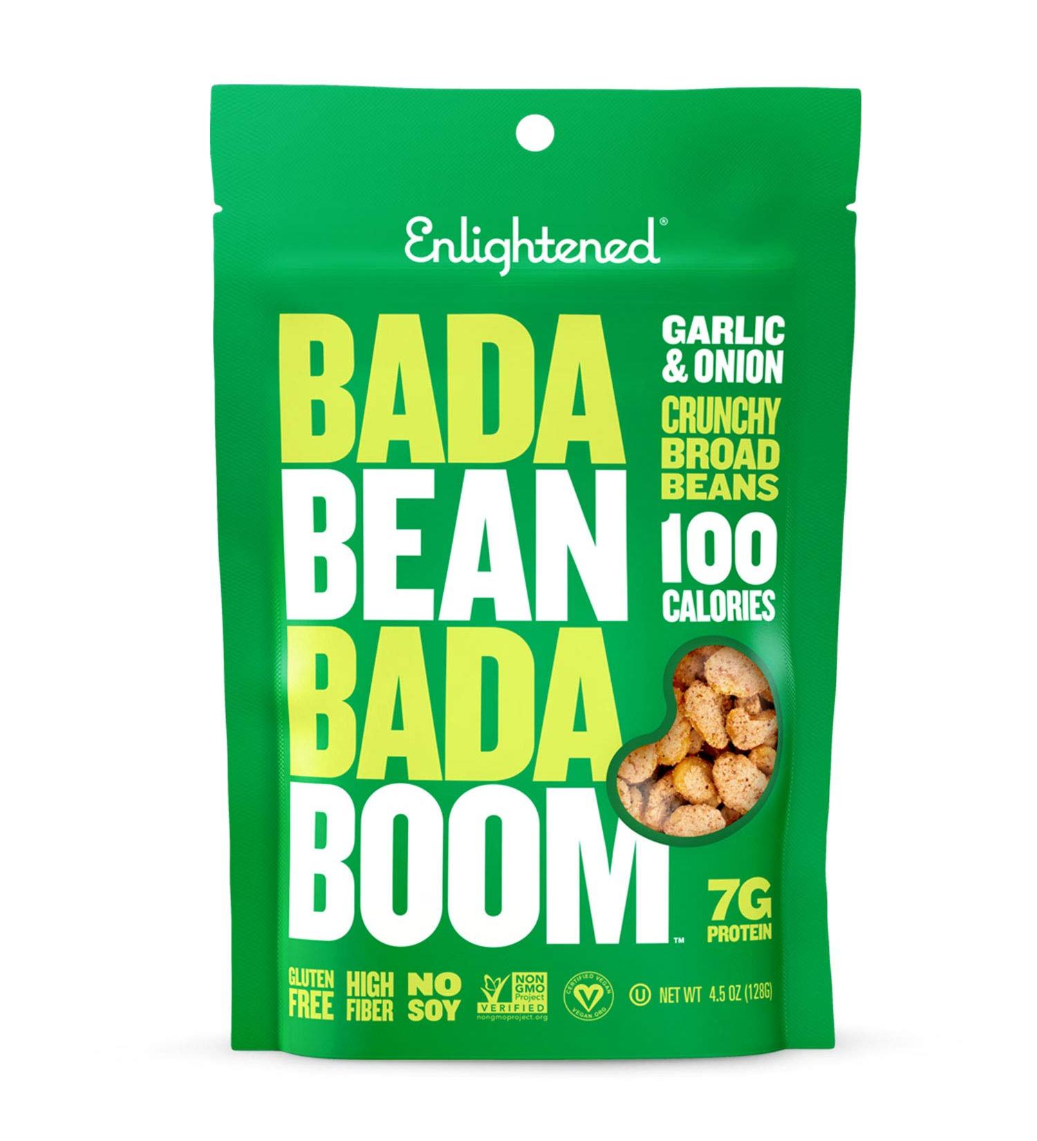 Bada Bean Bada Boom - Vegan Crunchy Roasted Broad Bean Snacks, Garlic & Onion, Gluten Free, 100 Calories, 4.5 oz (Pack of 12) - Buy Online on GoSupps.com