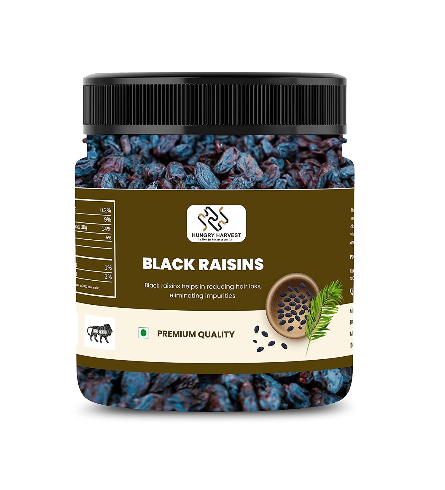 Hungry Harvest Fresh and Healthy Dry Fruit Afghani Seedless Black Raisins 400gms_Packing May Vary - Buy Online on GoSupps.com