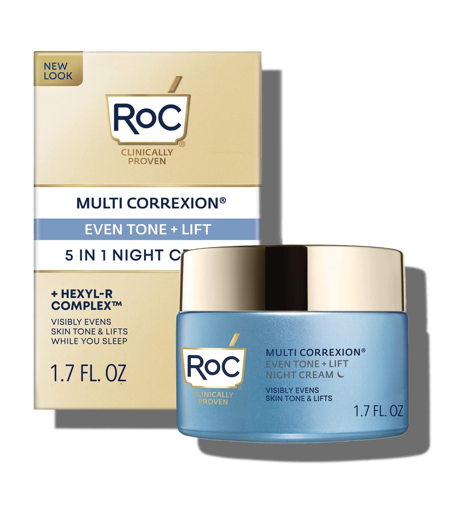 RoC Multi Correxion Even Tone + Lift Night Cream 1.7 oz - 5-in-1 Anti-Aging Skincare - Buy Online on GoSupps.com