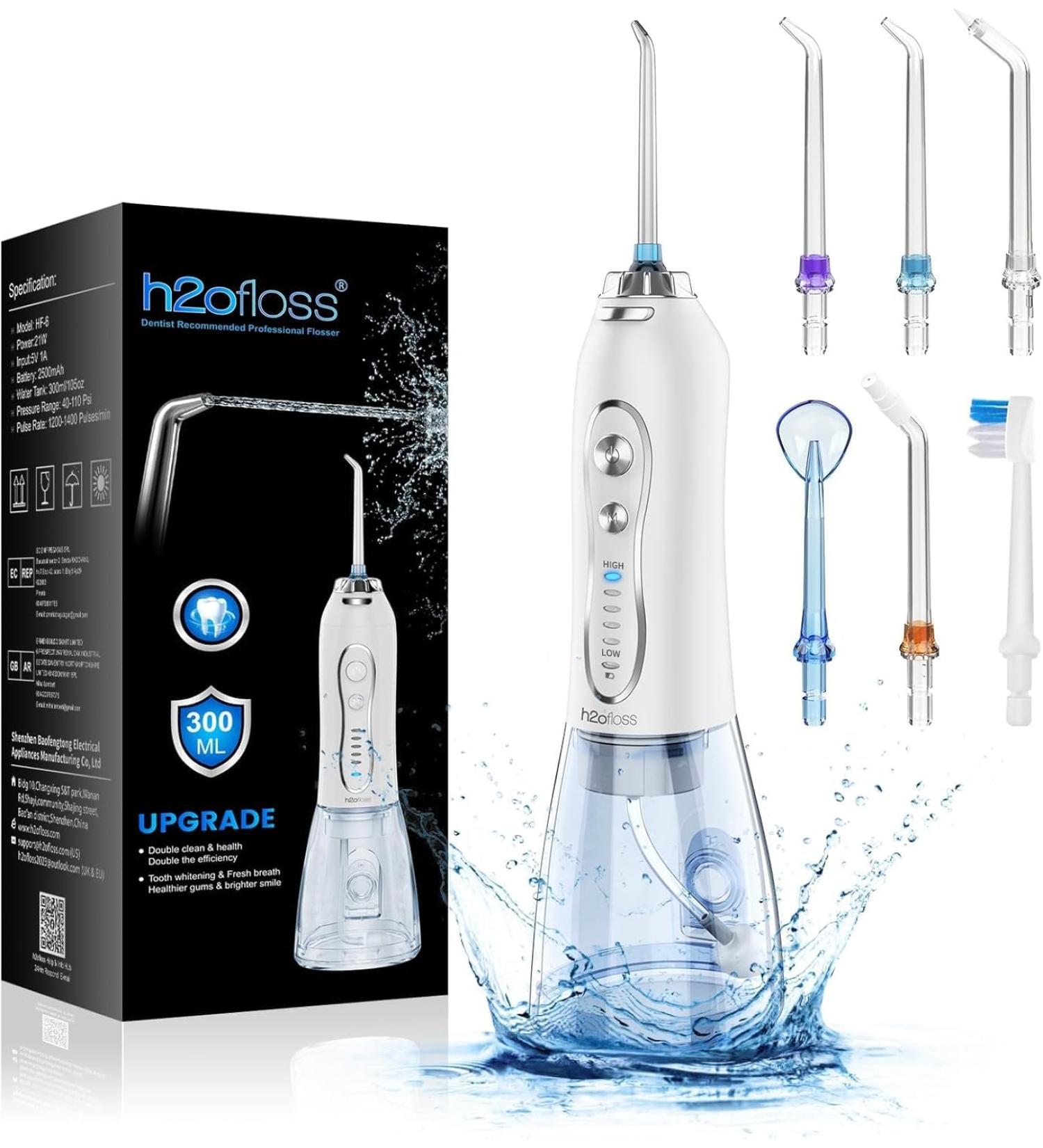 Portable Water Dental Flosser - 5 Modes 6 Tips Rechargeable & Travel-Friendly | Global Shipping Available - Buy Online on GoSupps.com