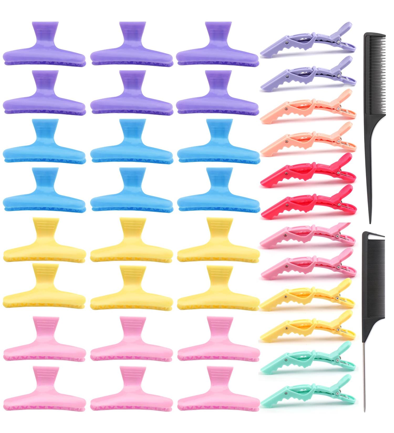 38 Pcs Pastel Styling Hair Clips Set - Butterfly, Alligator, Croc Clips, Rat Tail Comb for Hair Styling and Coloring - Hairdressing Salon Tools and Accessories - Buy Online on GoSupps.com