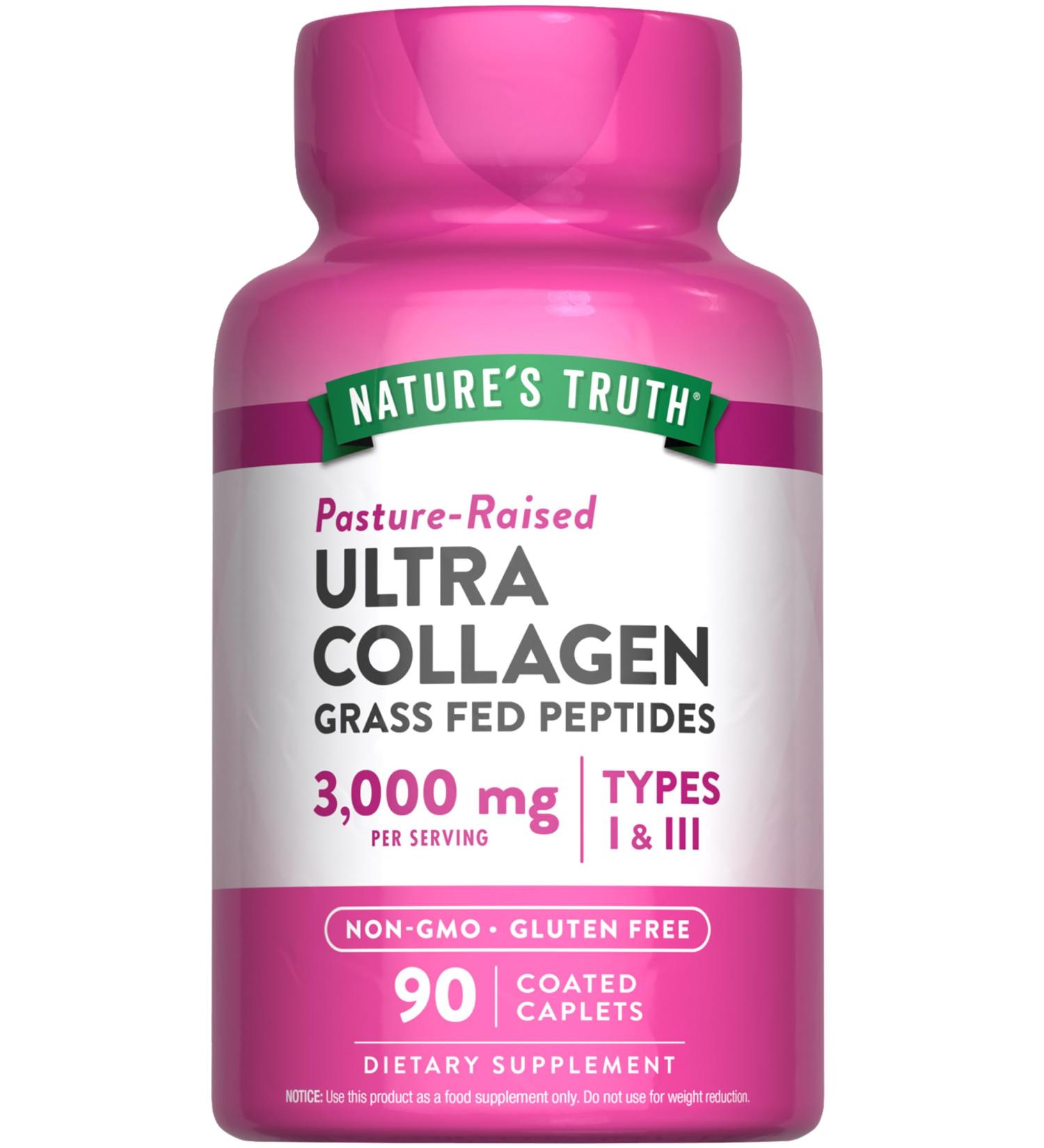 Nature's Truth Collagen Peptides | 90 Caplets | Type 1 and 3 with Vitamin C | Grass Fed Non-GMO & Gluten Free Supplement - Buy Online on GoSupps.com