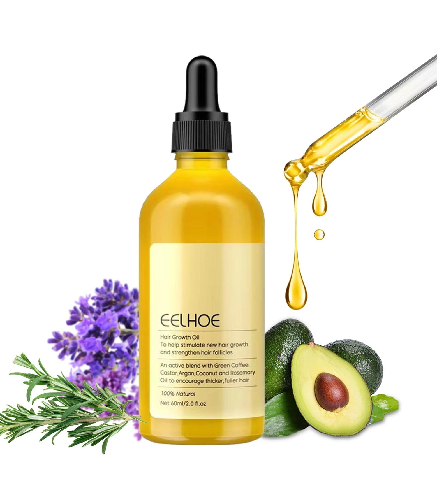Eelhoe Natural Hair Growth Oil 60ML - Veganic Rosemary & Carvenchi Organic Oil for Dry Damaged Thin Hair - Boost Hair Growth & Nourishment - Buy Online on GoSupps.com