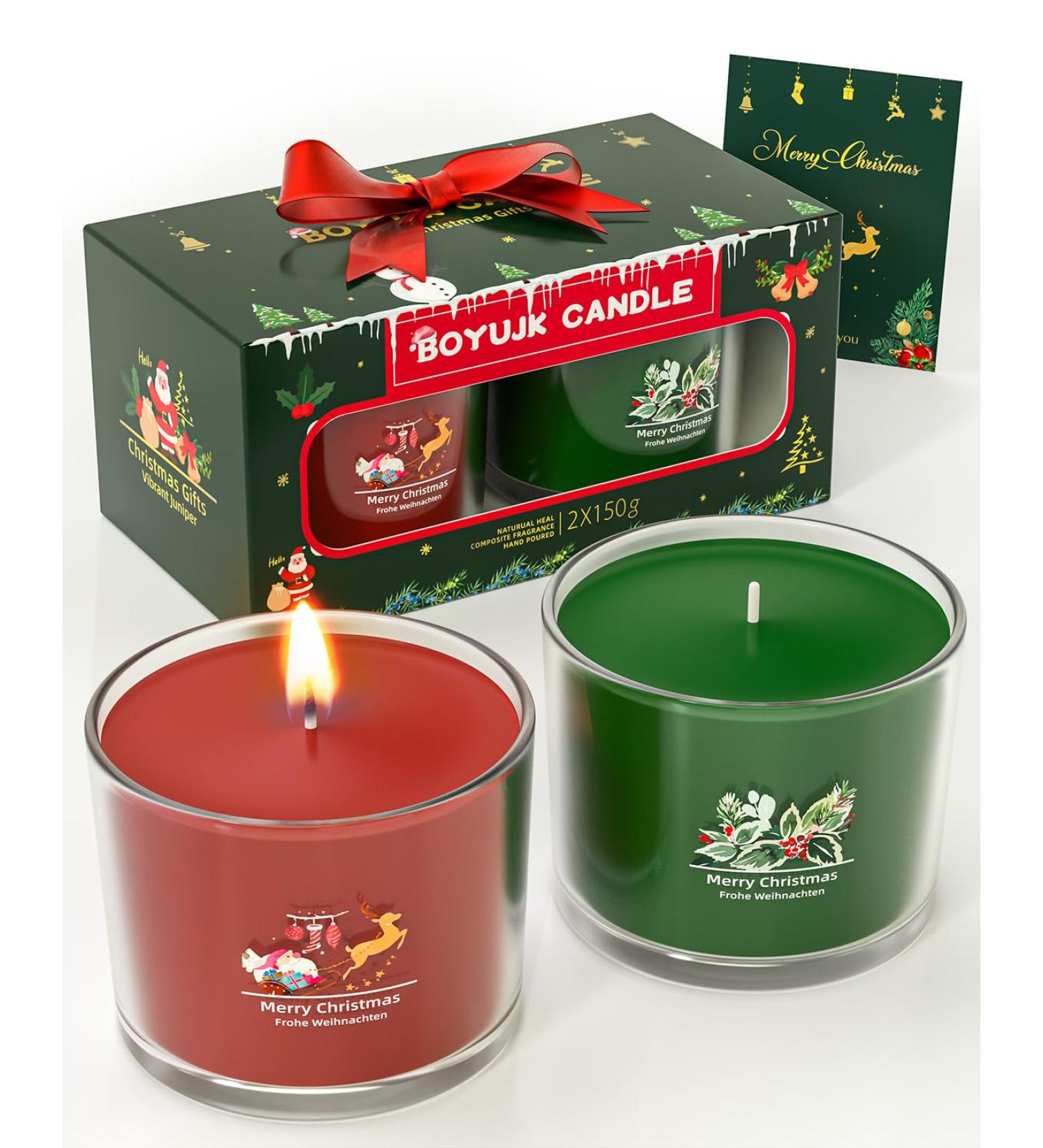 Boyujk Christmas Candle Gift Set | Scented Candles for Women | Perfect Christmas Gifts | Me-Zfylz003 Green 300g - Buy Online on GoSupps.com