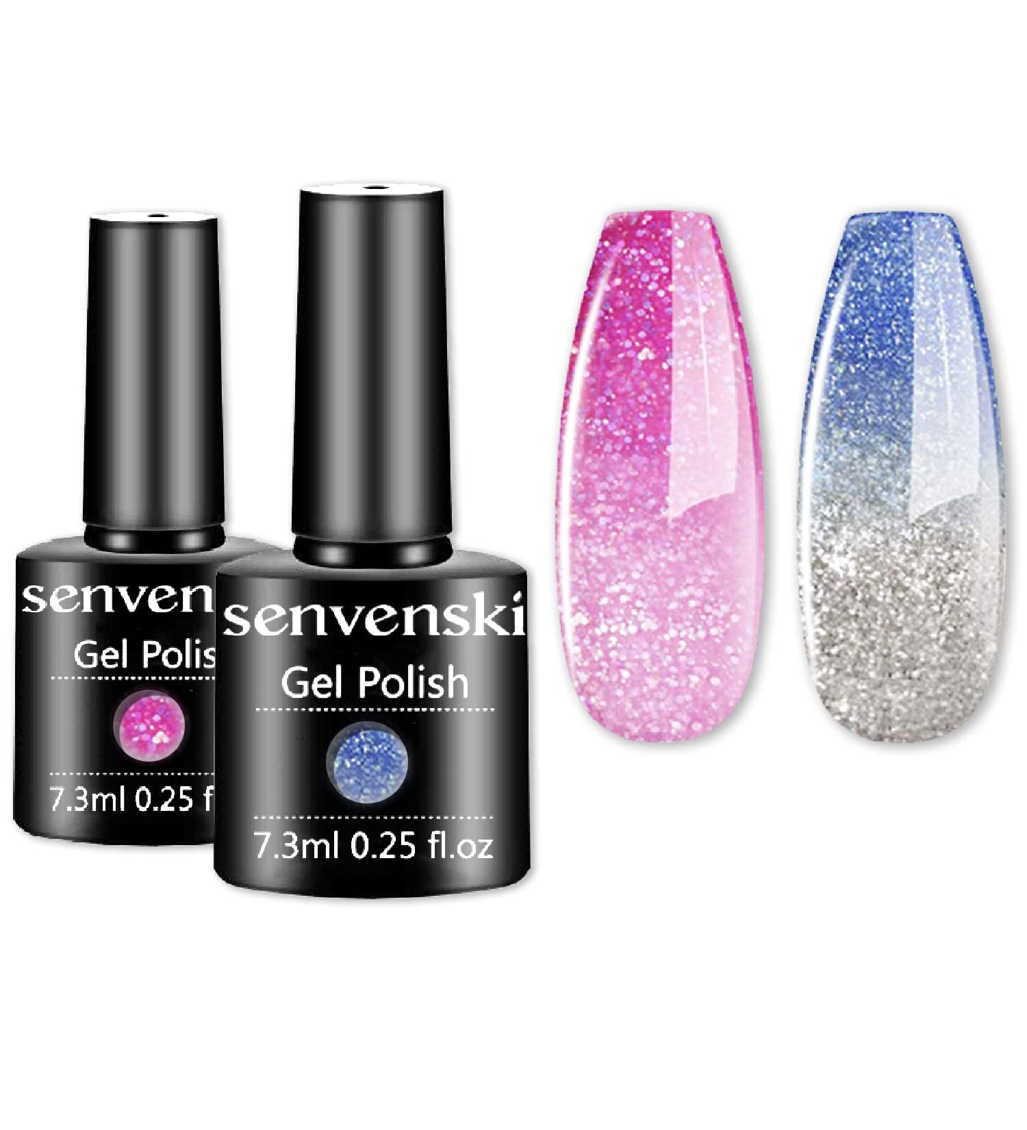 Color Changing Gel Nail Polish Gift Set - Senvenski Thermal Chameleon, Glitter Soak Off Manicure Kit - Buy Online on GoSupps.com