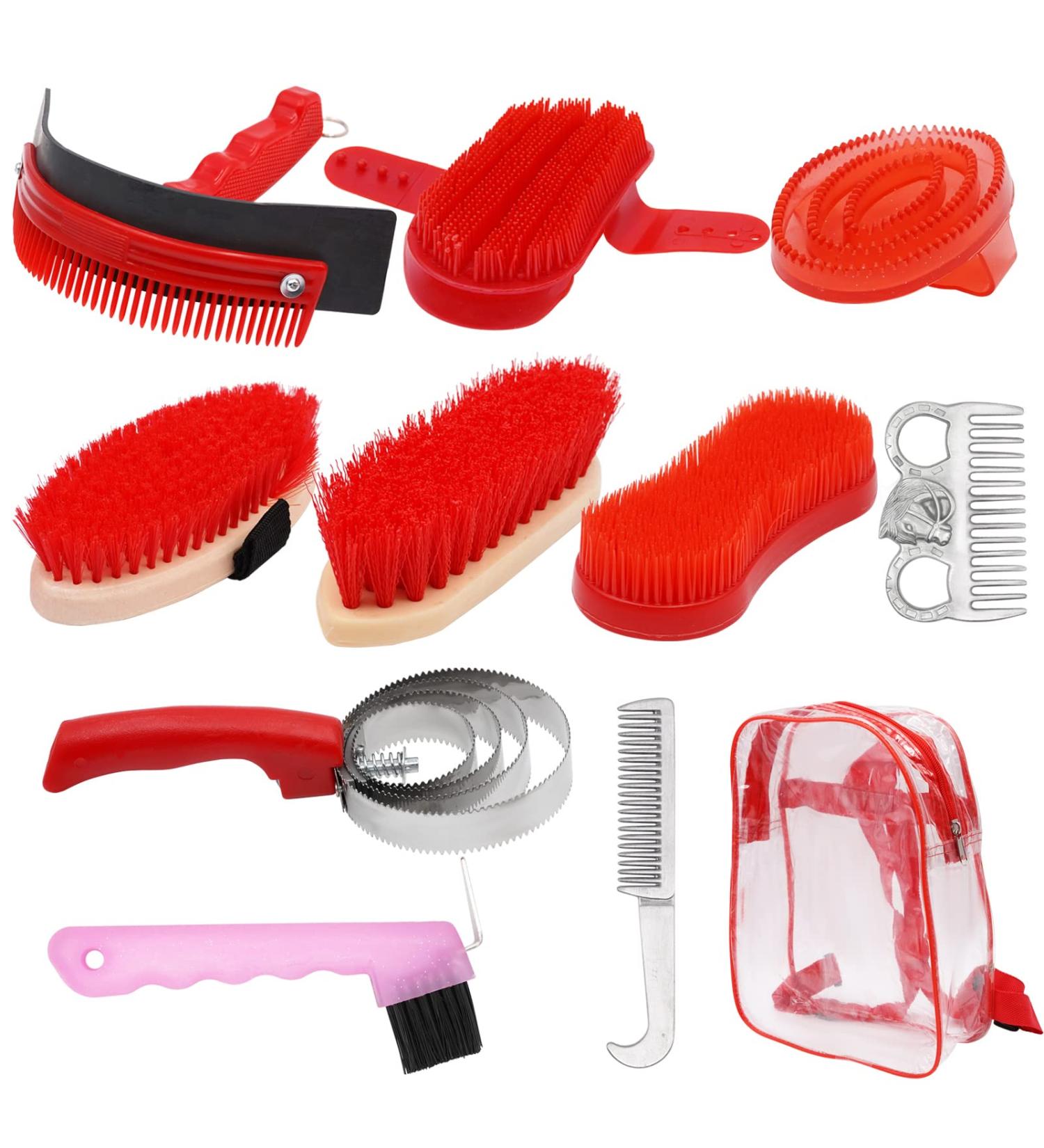 MUALROUS Horse Grooming Kit 10 Pcs Professional Horse Grooming Care Kit Equestrain Brush Curry Comb Horse - Buy Online on GoSupps.com