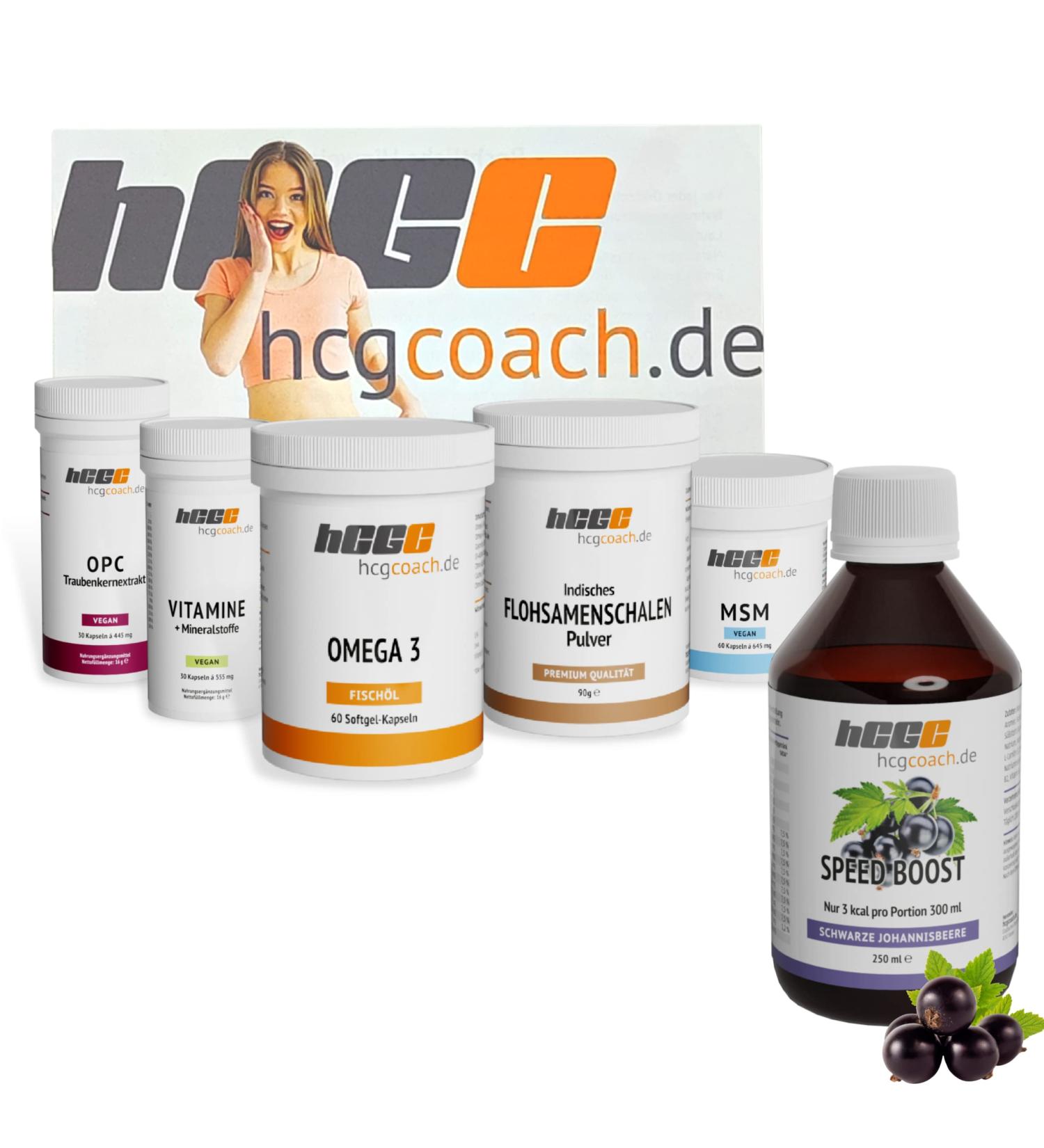 HCGC Original Basic Package - 30 Days Nutritional Supplements & 21-Day Metabolic Cure | Sugar-Free Speedboost Syrup (Black Currant) - Buy Online on GoSupps.com