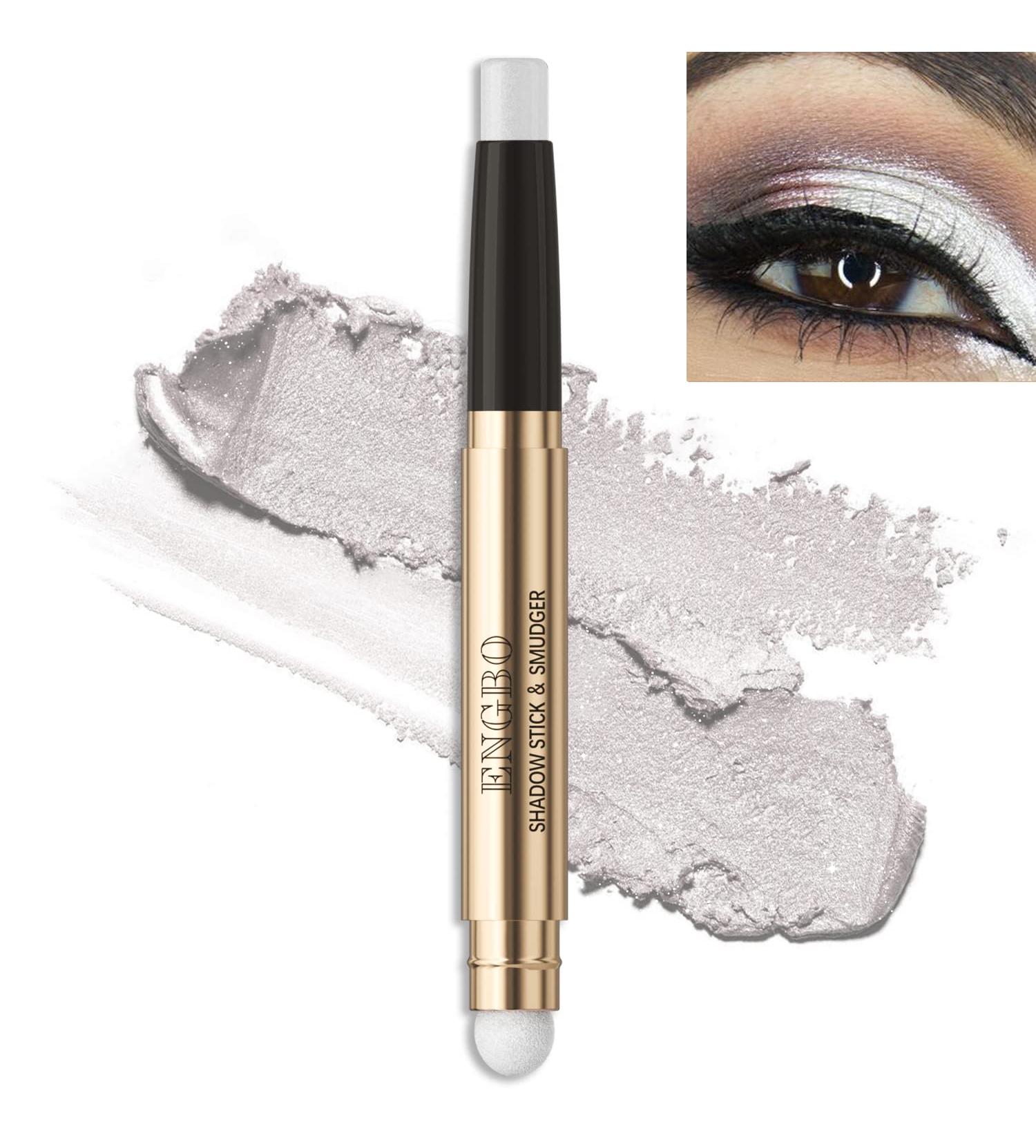 Double-ended Glitter Cream Eyeshadow Stick KQueenest Shimmer Pearl Eye Shadow Highlighter Pencil with Soft Brush Waterproof Long-lasting for Easy Eye Makeup Cosmetics 01# Pearl White - Buy Online on GoSupps.com