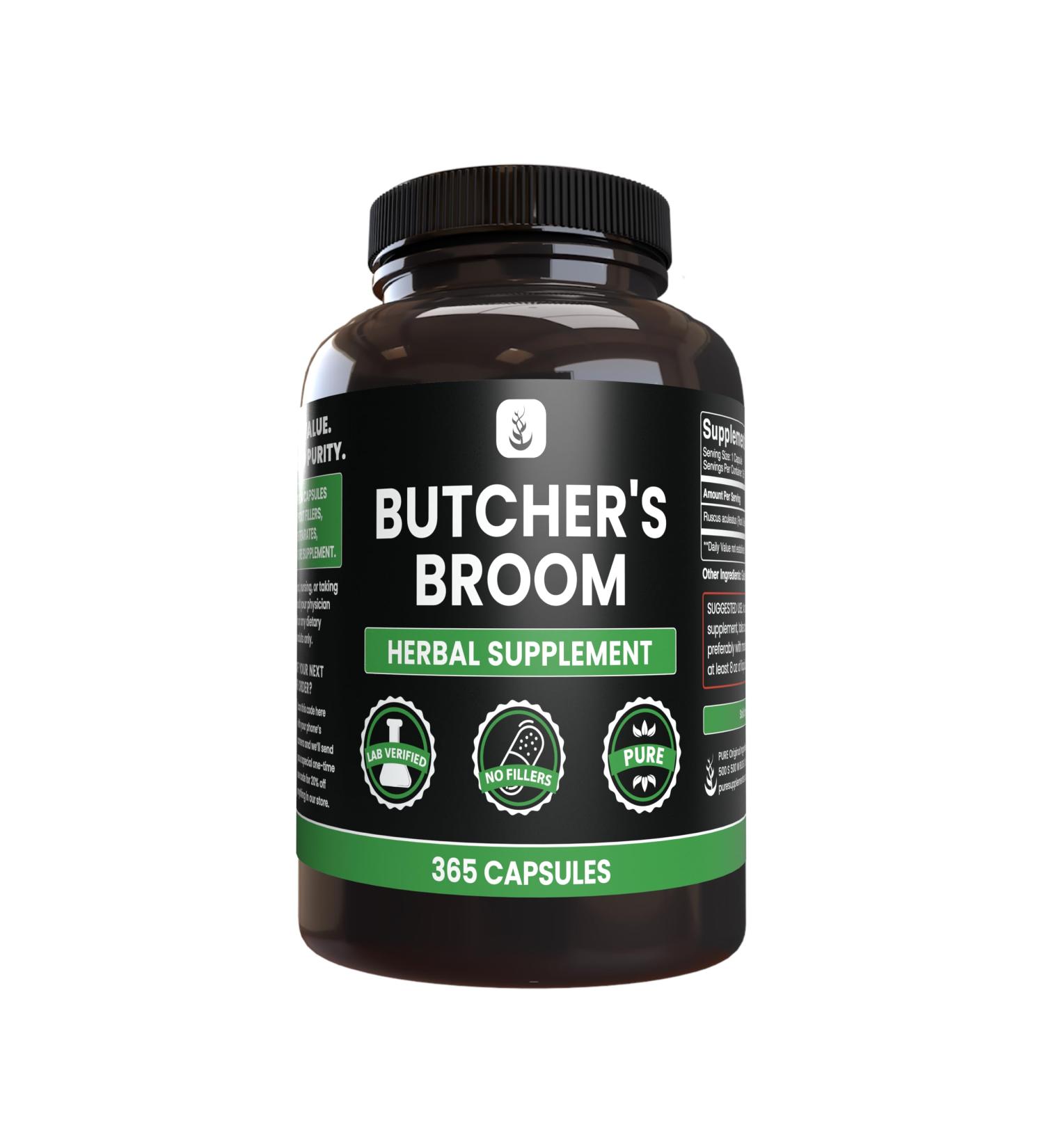 Pure Original Ingredients Butcher's Broom (365 Capsules) No Magnesium or Rice Fillers Always Pure Lab Verified 365 Count (Pack of 1) - Buy Online on GoSupps.com