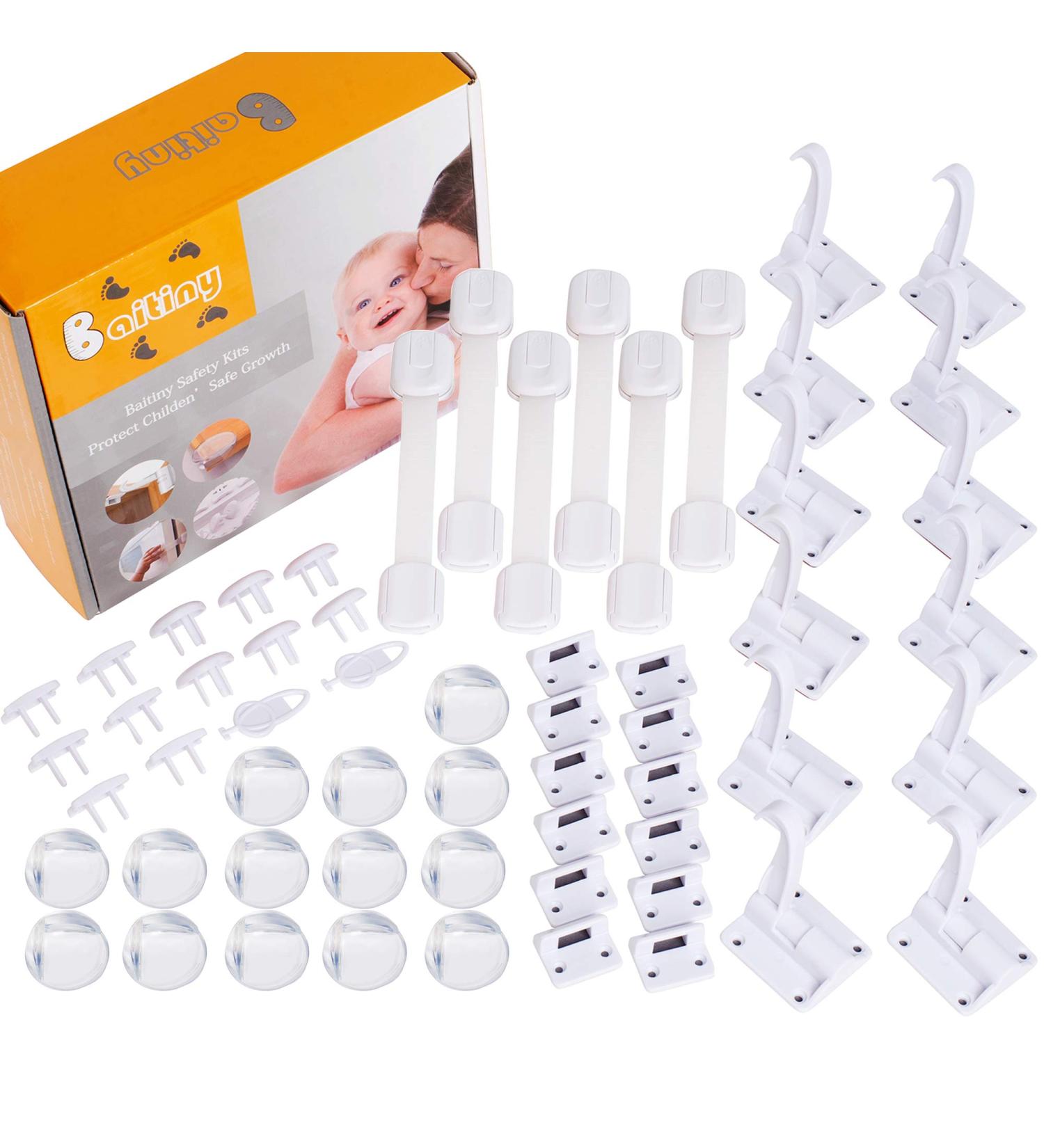 Baby Safety Kit 58 Pack Childproofing Essentials with Cabinet Locks, Corner Guards, Outlet Covers All-in-One Child Safety Appliance Set - Buy Online on GoSupps.com