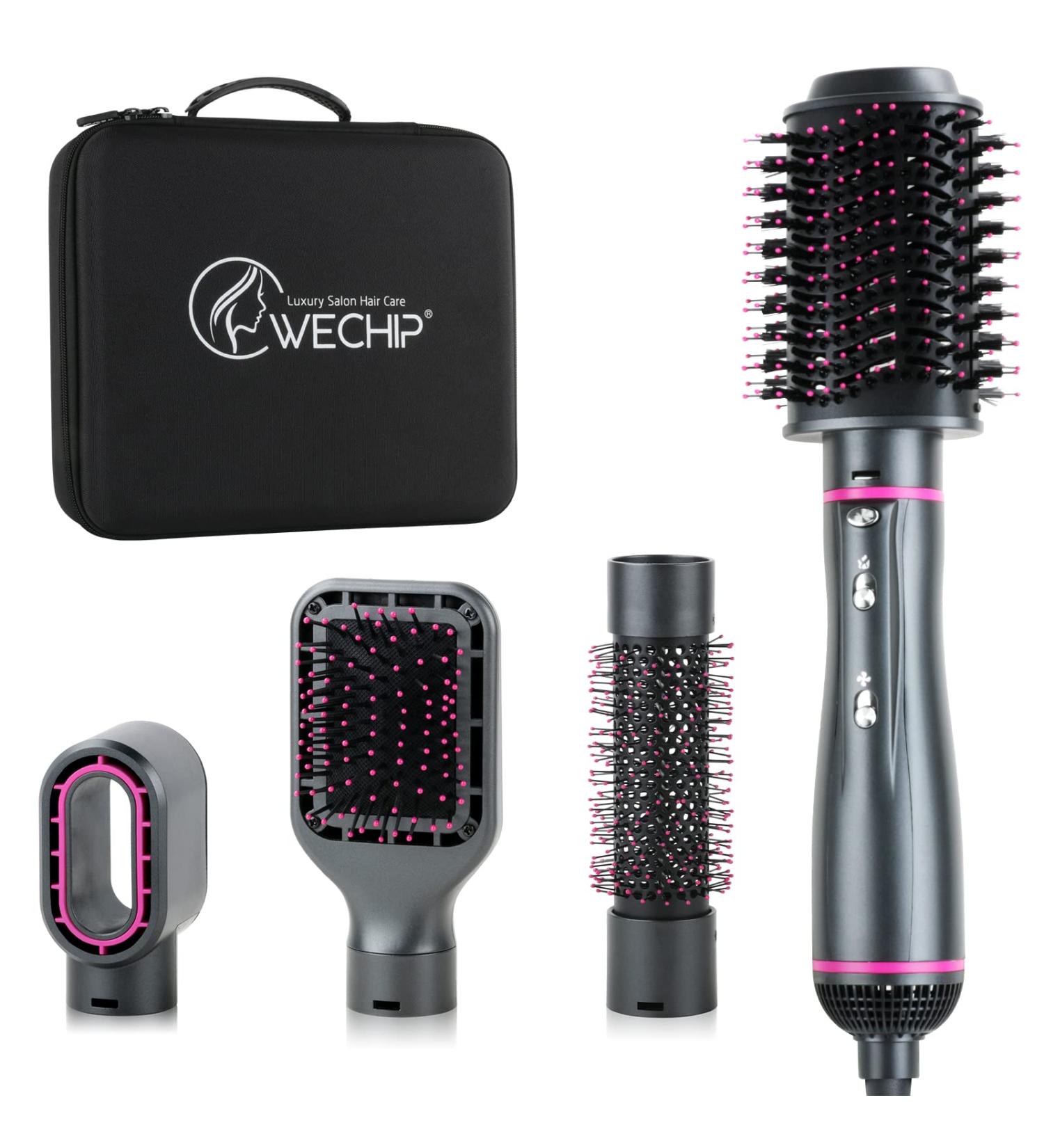 4 in 1 WeChip Hot Air Styling Brush - Ceramic Coating, Negative Ion, Large Size - Ideal for Drying, Volumizing, Straightening, Curling - Reduce Frizz, Anti-static - Suitable for All Hair Types - Buy Online on GoSupps.com