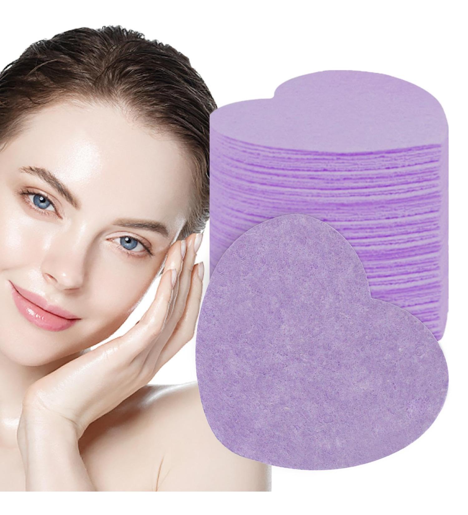 Vuggdt Face Sponges for Cleansing | Heart Shape Natural Compressed Cellulose Face Sponge | Cellulose Facial Sponges for Facial Washing Pore Cleaning Scrubber Bathing Household Yellow - Buy Online on GoSupps.com