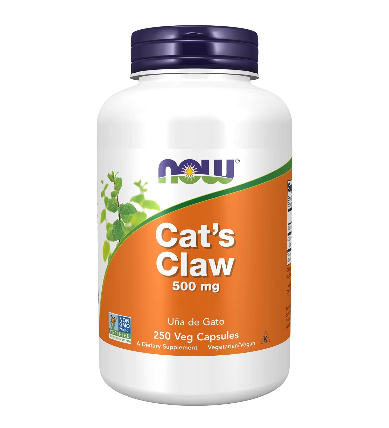 Now Foods Cat's Claw 500 mg 250 Vegetable Capsules Lab Tested Vegetarian Gluten Free Soy Free Vegetarian - Buy Online on GoSupps.com