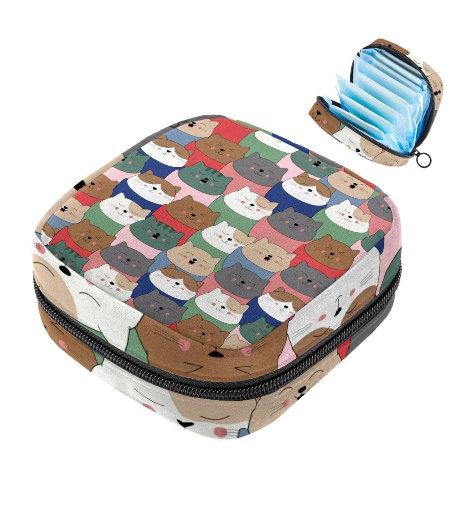 Cat Pattern Women's Binding-Up Bags | Stylish Tampon Storage & Zip Pockets - Multi-Purpose Menstrual Bags - Buy Online on GoSupps.com