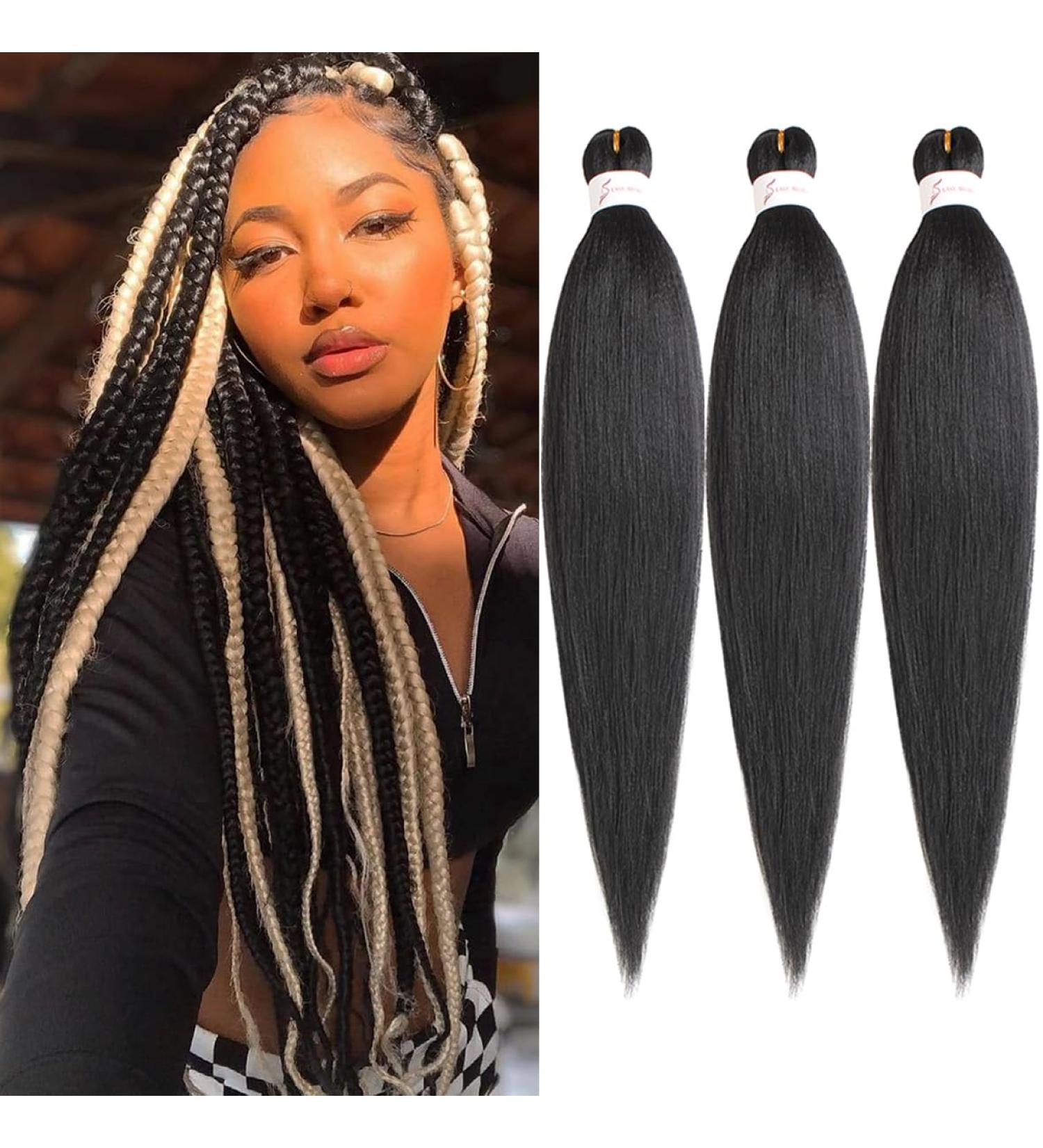 Leeven 20 Inch Pre Stretched Braiding Hair 3 Packs Ombre Medium Auburn EZ Braids Hair Extensions for Goddess Box Braids Pre Stretched Yaki Braiding Hair /1B# 20 Inch (Pack of 3) 1B - Buy Online on GoSupps.com