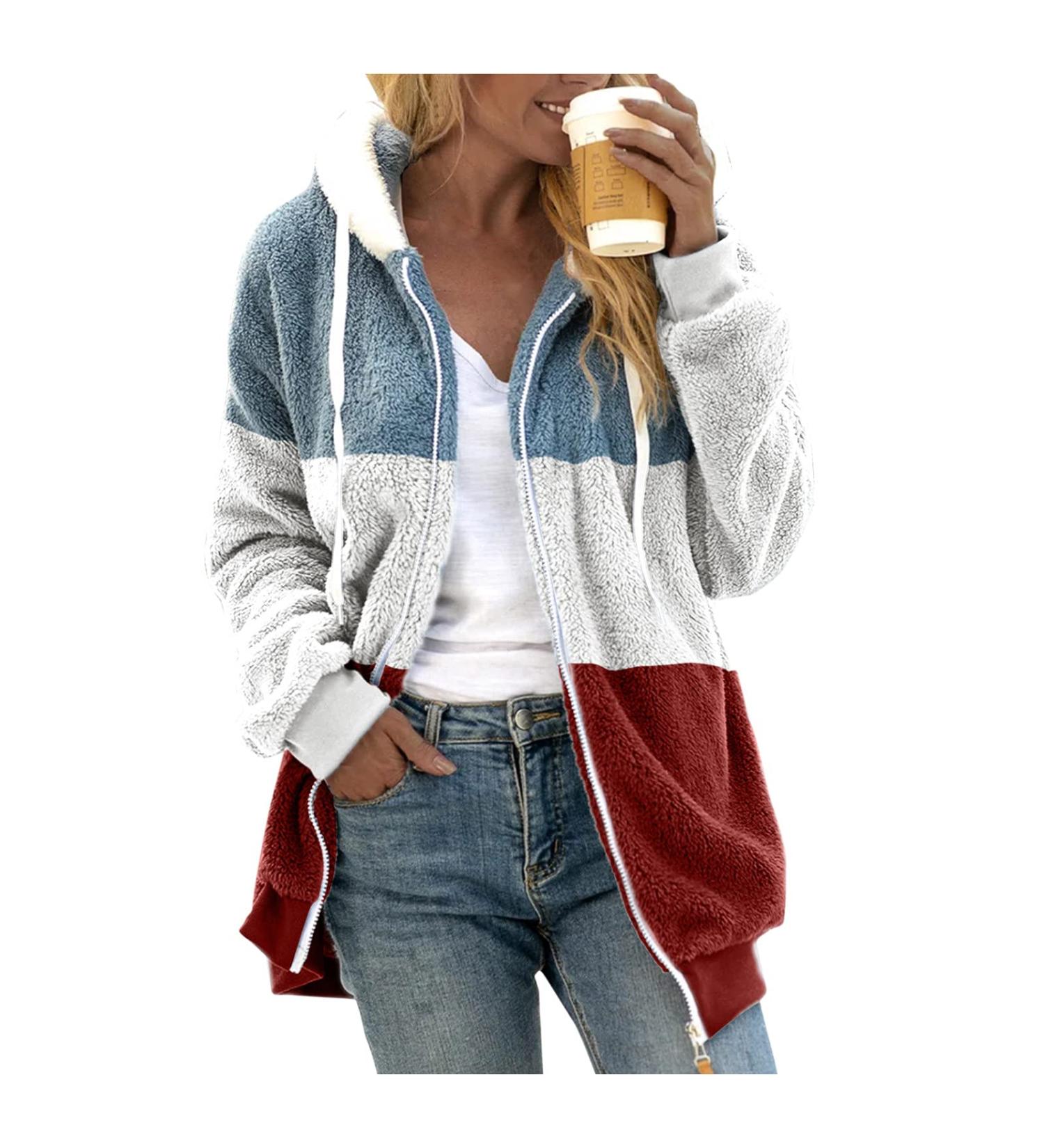 Shop Hanxiulin Women's Oversized Fleece Jacket - Cozy Plush Hoodie Long-Sleeved Breathable Winter Coat for Outdoor Comfort - Buy Online on GoSupps.com
