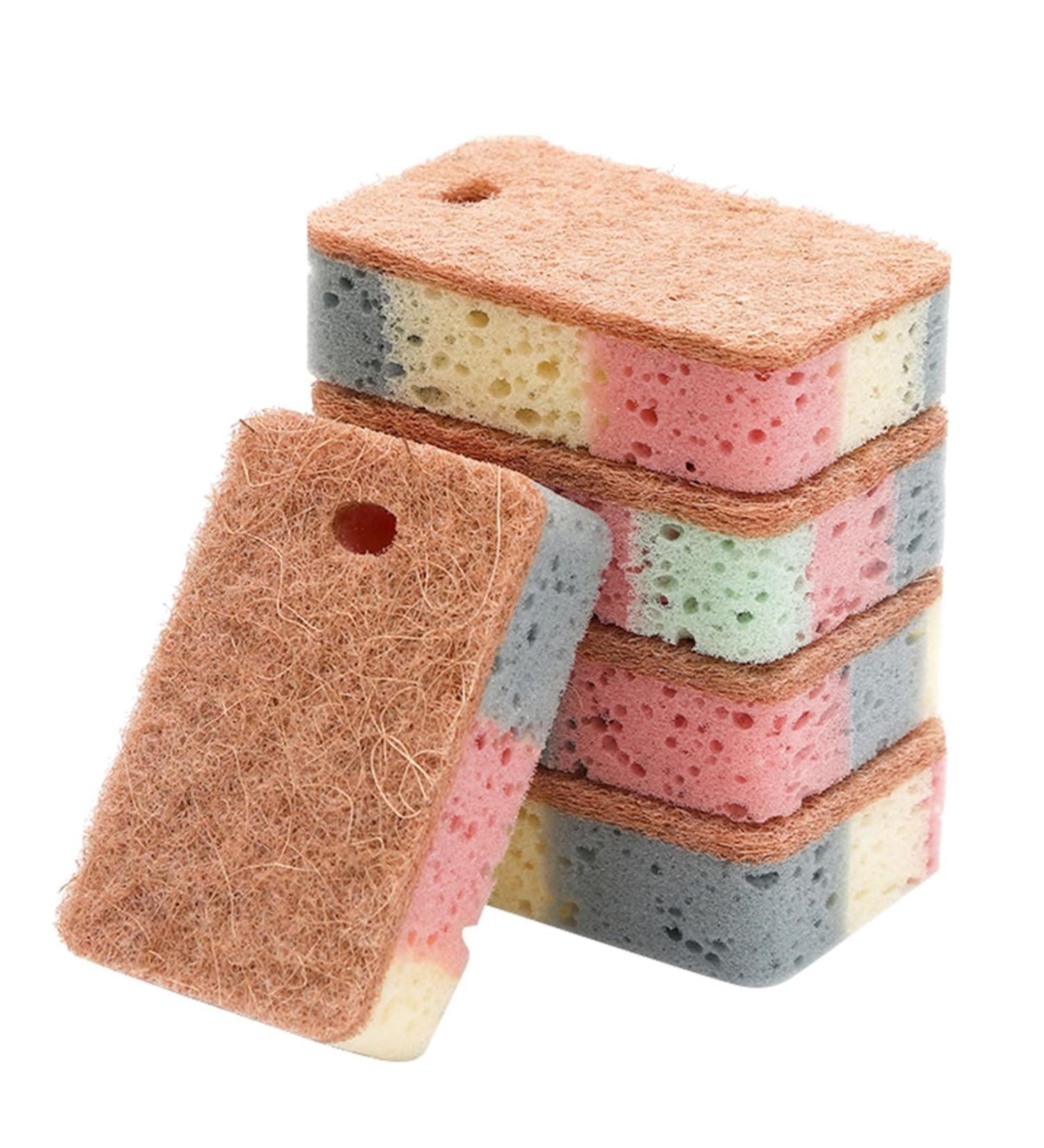 5 Pack Kitchen Sponges Double Sided Scouring Pad Wipe Dishwashing Sponges Cloth for Easy Dishwashing 5pcs - Buy Online on GoSupps.com