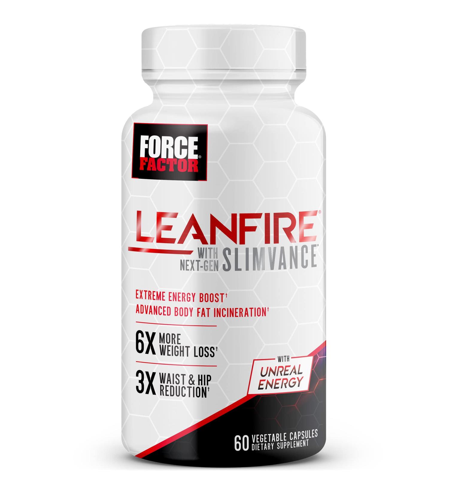 Force Factor LeanFire with SLIMVANCE Thermogenic Fat Burner - 60 Capsules, B Vitamins, Capsimax for Weight Loss, Metabolism Boost, Energy, and Focus - Buy Online on GoSupps.com