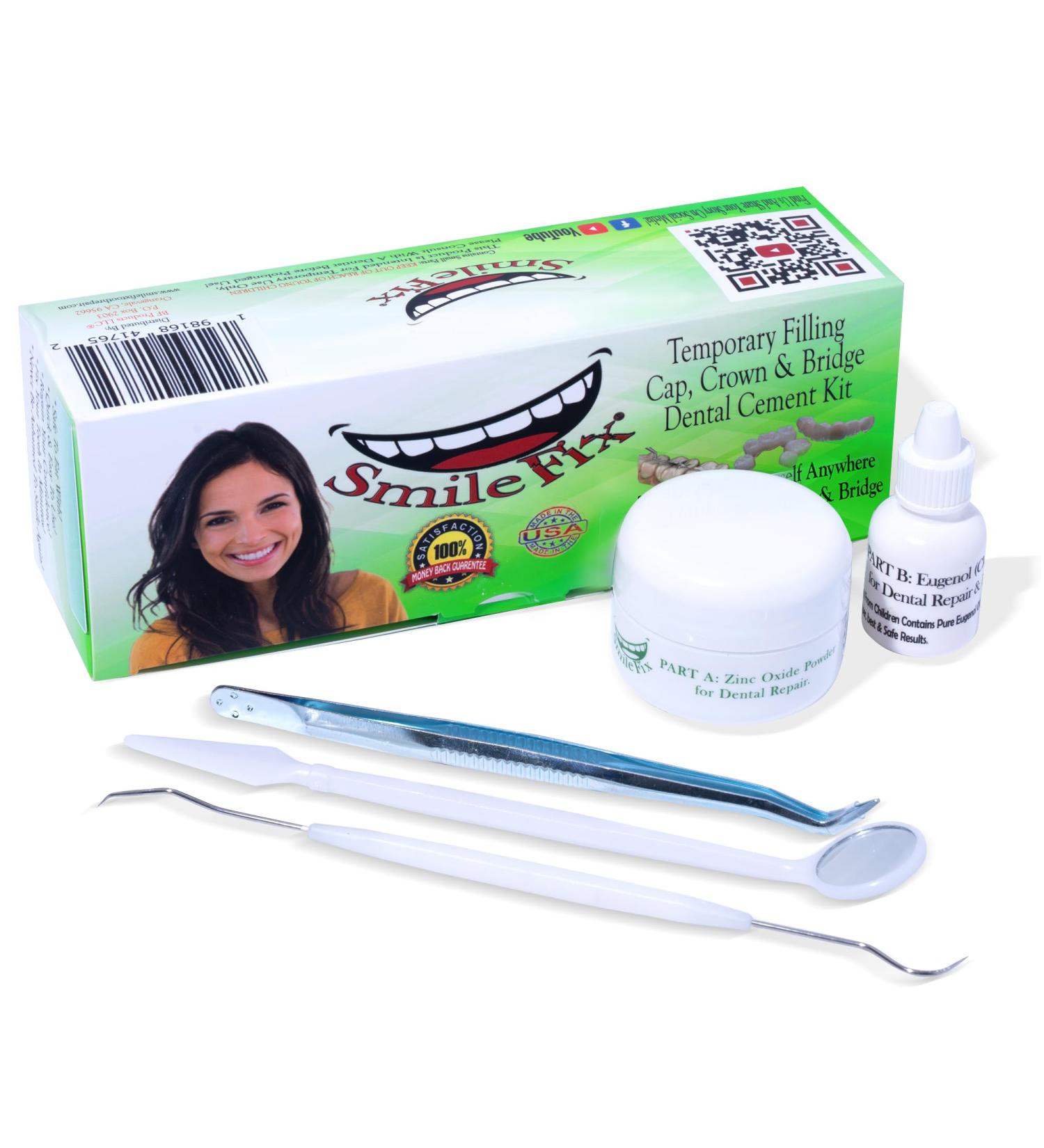 SmileFix Dental Repair Kit - Temporary Teeth Fix for Crowns Caps & Bridges | Sturdy Zinc Oxide & Eugenol Cement | Smile Confidently Anywhere - Buy Online on GoSupps.com