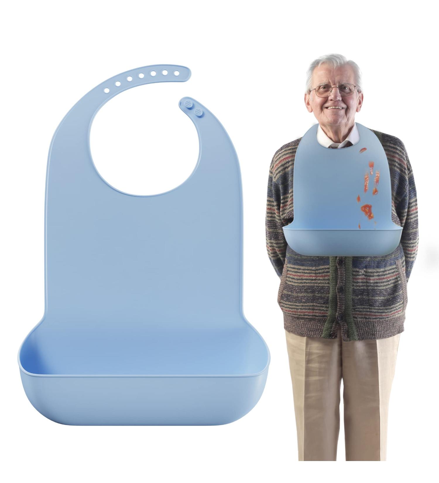 MARS WELLNESS Adult Bibs for Elderly - Easy to Clean Silicone Bibs with Button Closure - Buy Online on GoSupps.com
