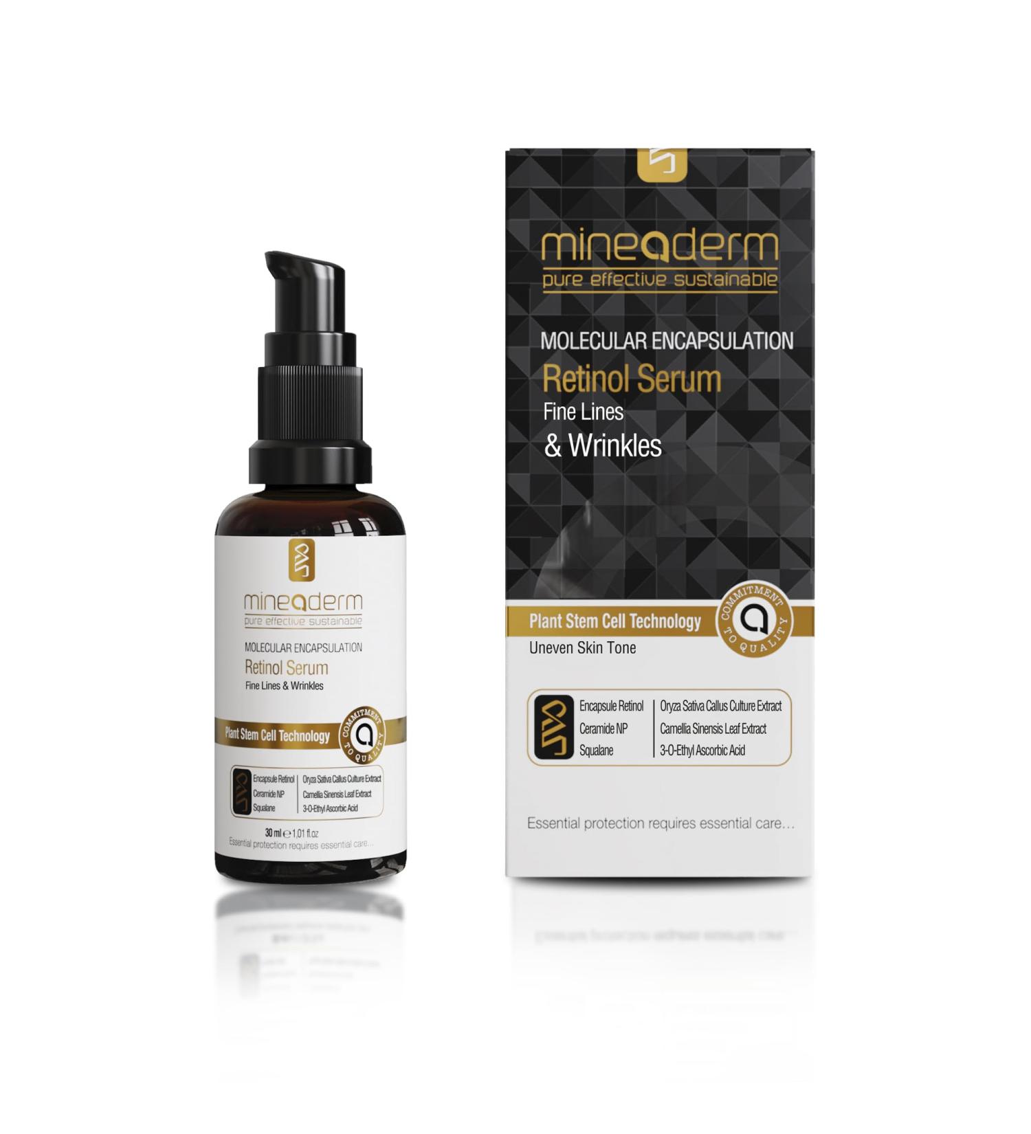 Mineaderm Molecular Encapsulation Retinol Serum Anti-Aging Face Serum with Encapsulated Retinol Hyaluronic Acid Ceramides Vitamin C & Plant Stem Cells Deep Hydration & Radiance 1 01 fl oz - Buy Online on GoSupps.com