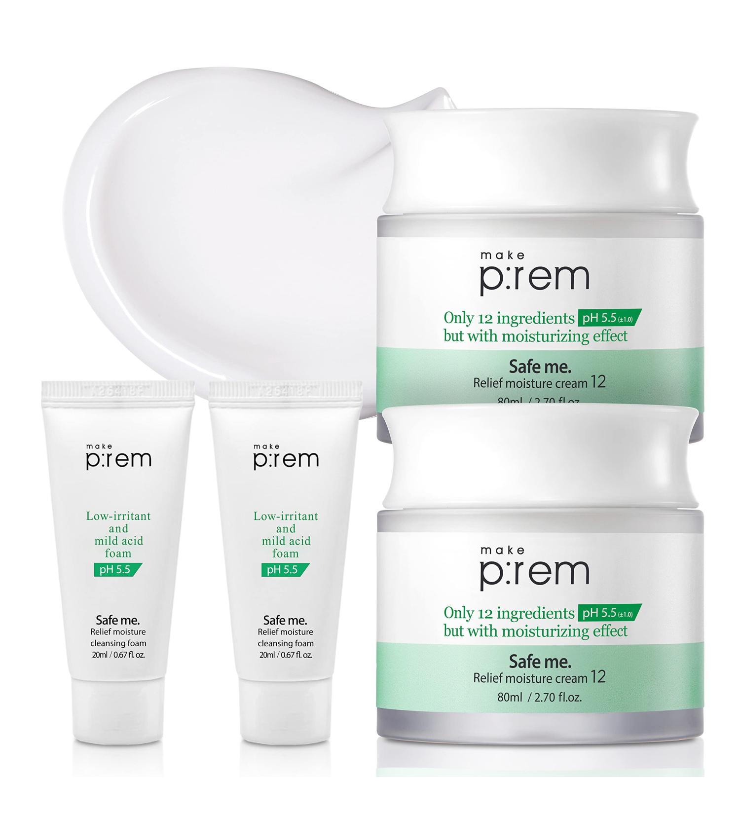 MAKEPREM Safe Me Relief Moisture Cream 2 Pack for Dry Sensitive Skin - Hydrating Night Moisturizer - Redness Reduction - Acne Soothing - Hypoallergenic Vegan Formula - EWG Verified - Buy Online on GoSupps.com