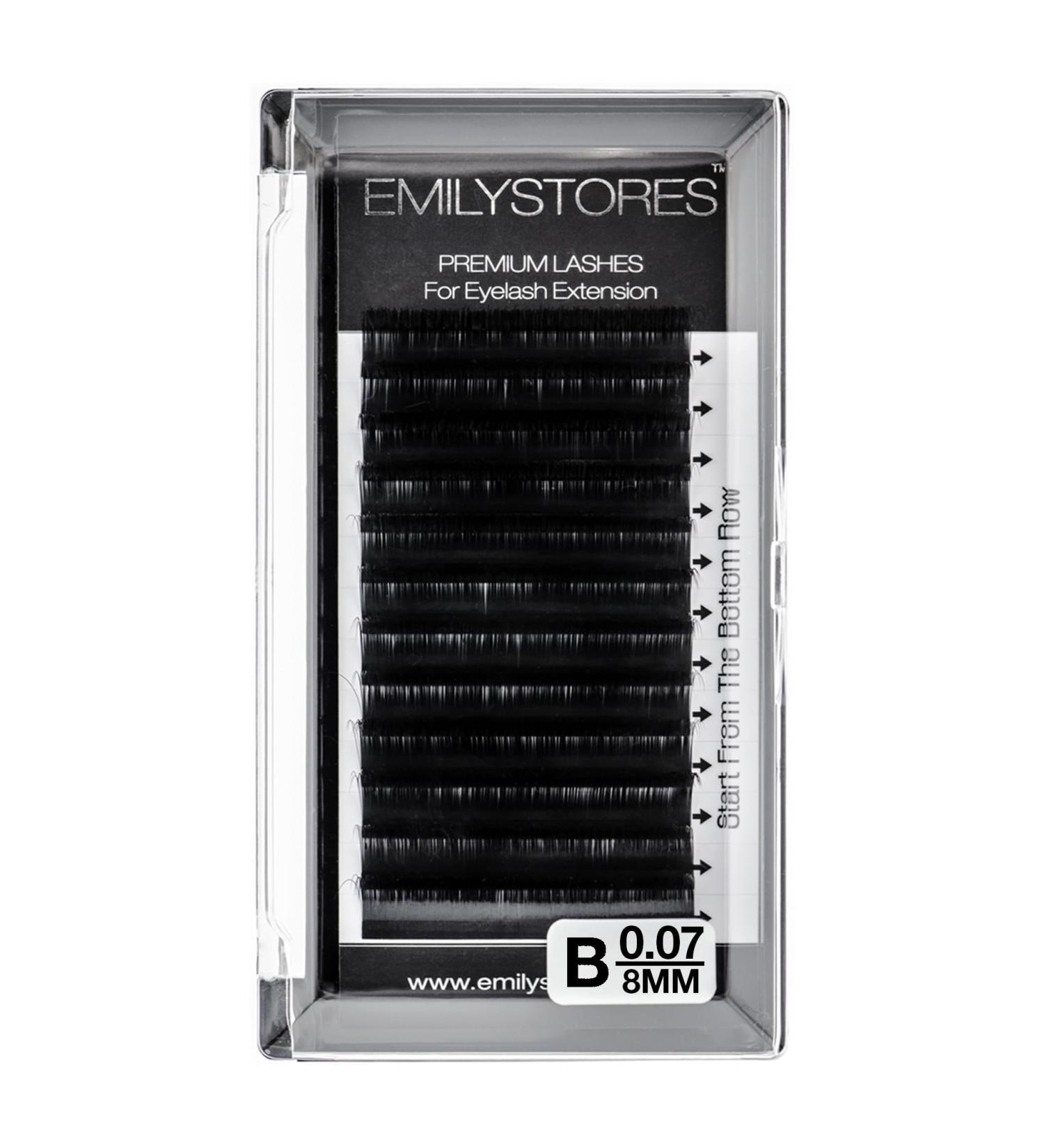 EMILYSTORES Eyelash Extensions - 0.07mm B Curl - 8mm Silk Mink Fake Lashes - Premium Quality in One Tray - International Shipping Available - Buy Online on GoSupps.com