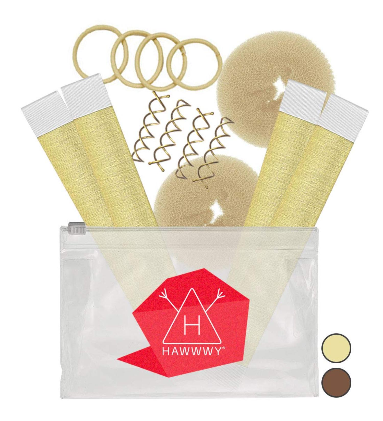 Hawwwy Hair Bun Maker Kit - Easy Fast Tool for Women, Girls, Kids - Gold Large Donuts, Snap & Roll, Spin Pins - Blonde - Buy Online on GoSupps.com