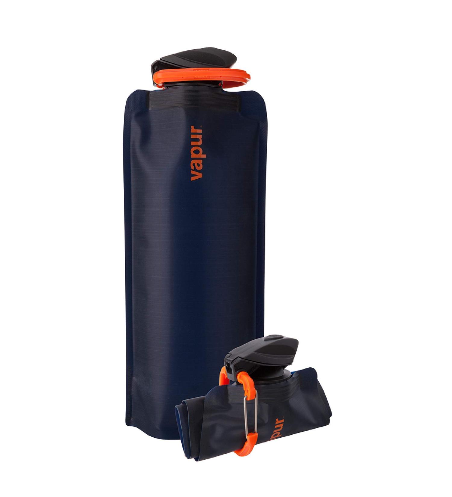Vapur Solid Flexible Water Bottle with Carabiner - 1L (33 oz) Night Blue - Buy Online on GoSupps.com