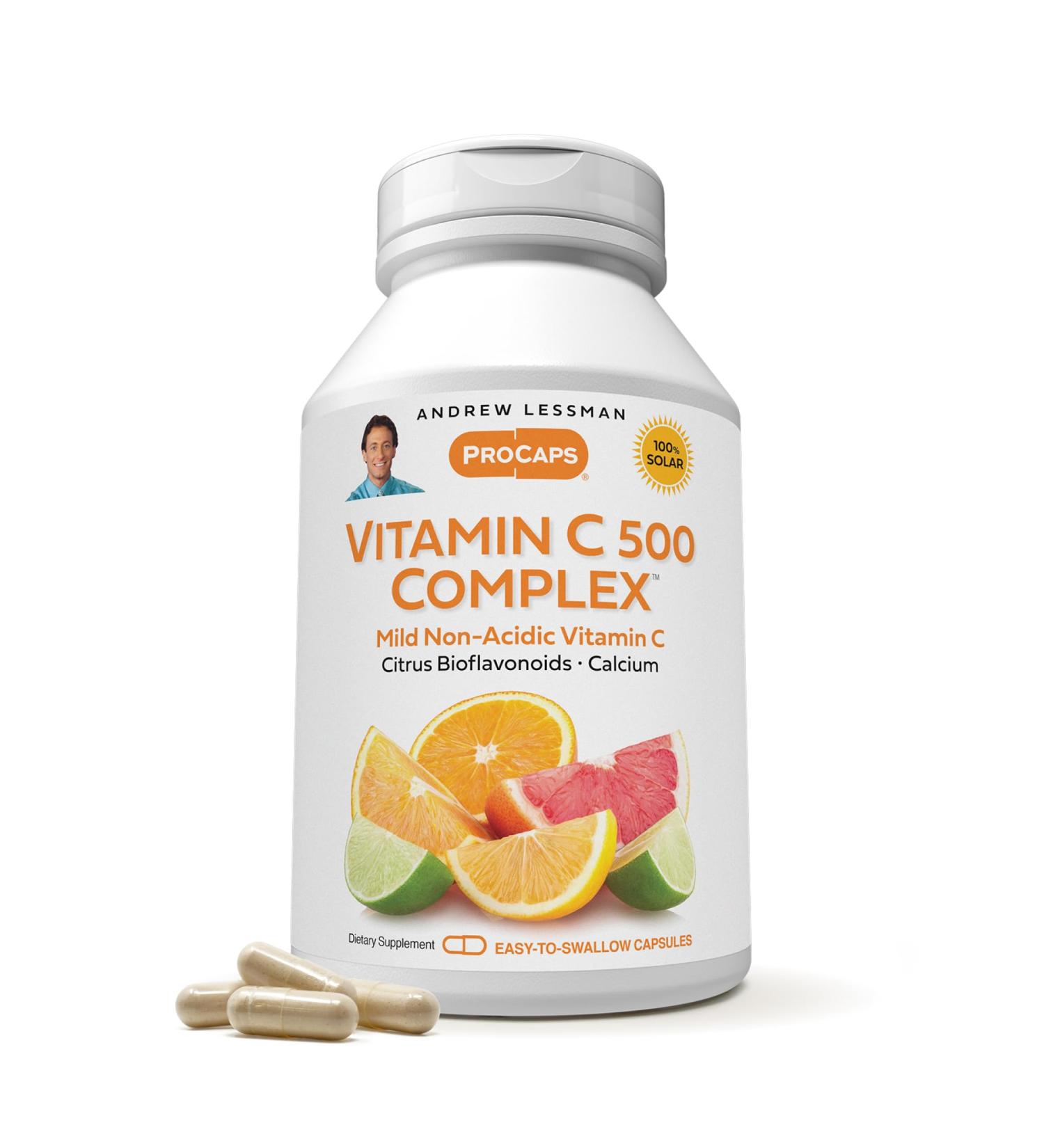 ANDREW LESSMAN Vitamin C 500 Complex 180 Capsules - Non-Acidic Vitamin C Plus Citrus Bioflavonoids for Immune System and Anti-Oxidant Support No Stomach Upset Small Easy to Swallow Capsules 180 Count (Pack of 1) - Buy Online on GoSupps.com