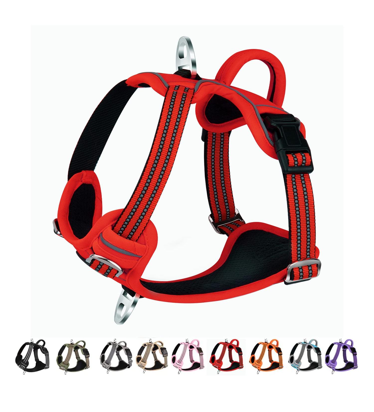 Buy Eyin Adjustable Dog Harness for Large Dogs - Breathable Reflective Padded with Handle for Training (Red L) - Neck 42-60cm Breast 47-86cm - Buy Online on GoSupps.com