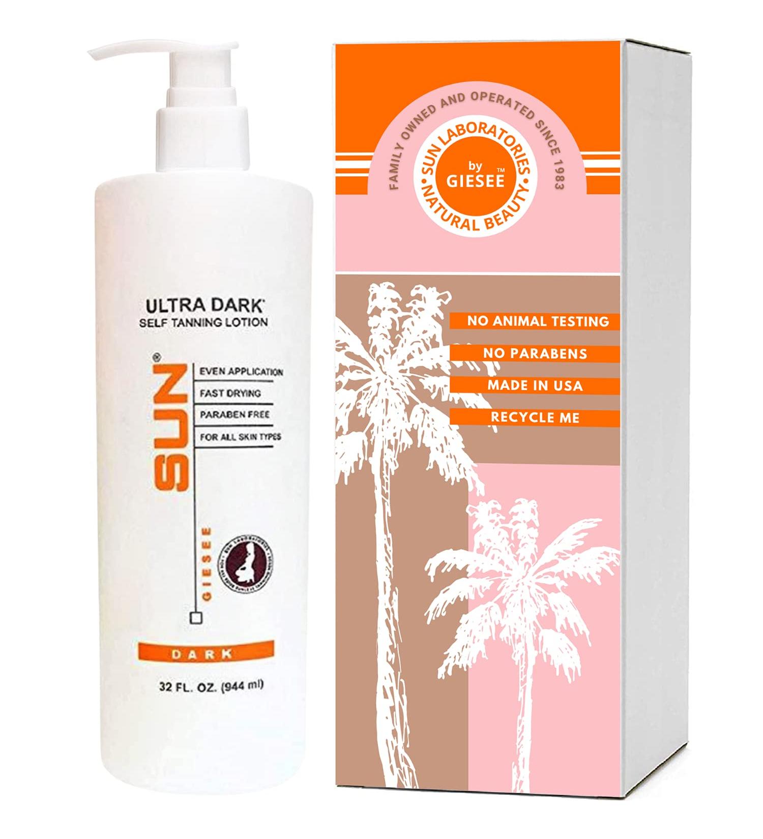 Sun Laboratories Ultra Dark Self Tanning Lotion 32 oz - Organic Extra Dark Self Tanner for Face & Body - Instant Tan Glow - Buy Online on GoSupps.com