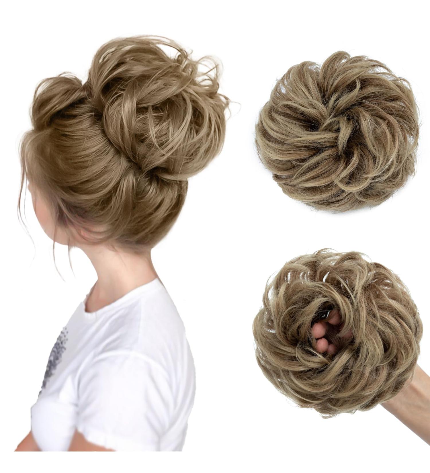Tess Hair Part with Rubber Band - 55g Lured Hair Tie Extension for Women & Girls - Light Brown to Blonde Big Bun - Buy Online on GoSupps.com
