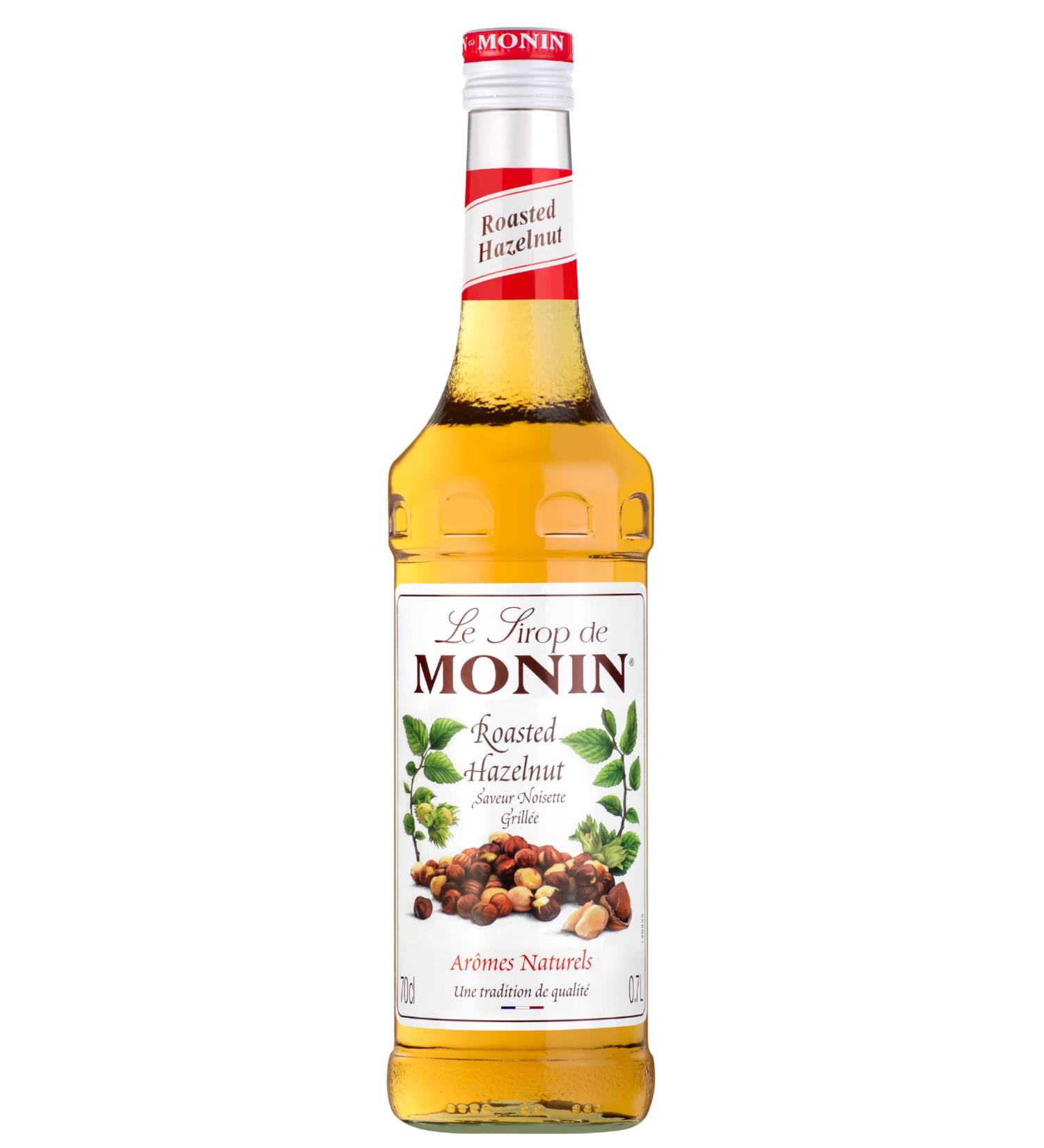 MONIN Premium Roasted Hazelnut Syrup 700ml - Vegan-Friendly, 100% Natural Flavours - Ideal for Coffees, Frappes, and Cocktails - Buy Online on GoSupps.com