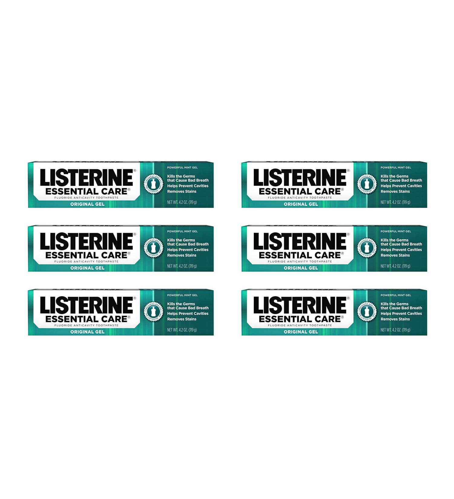 Listerine Essential Care Original Gel Fluoride Toothpaste - 4.2 oz (Pack of 6) | Prevents Bad Breath & Cavities | Powerful Mint Flavor - Buy Online on GoSupps.com