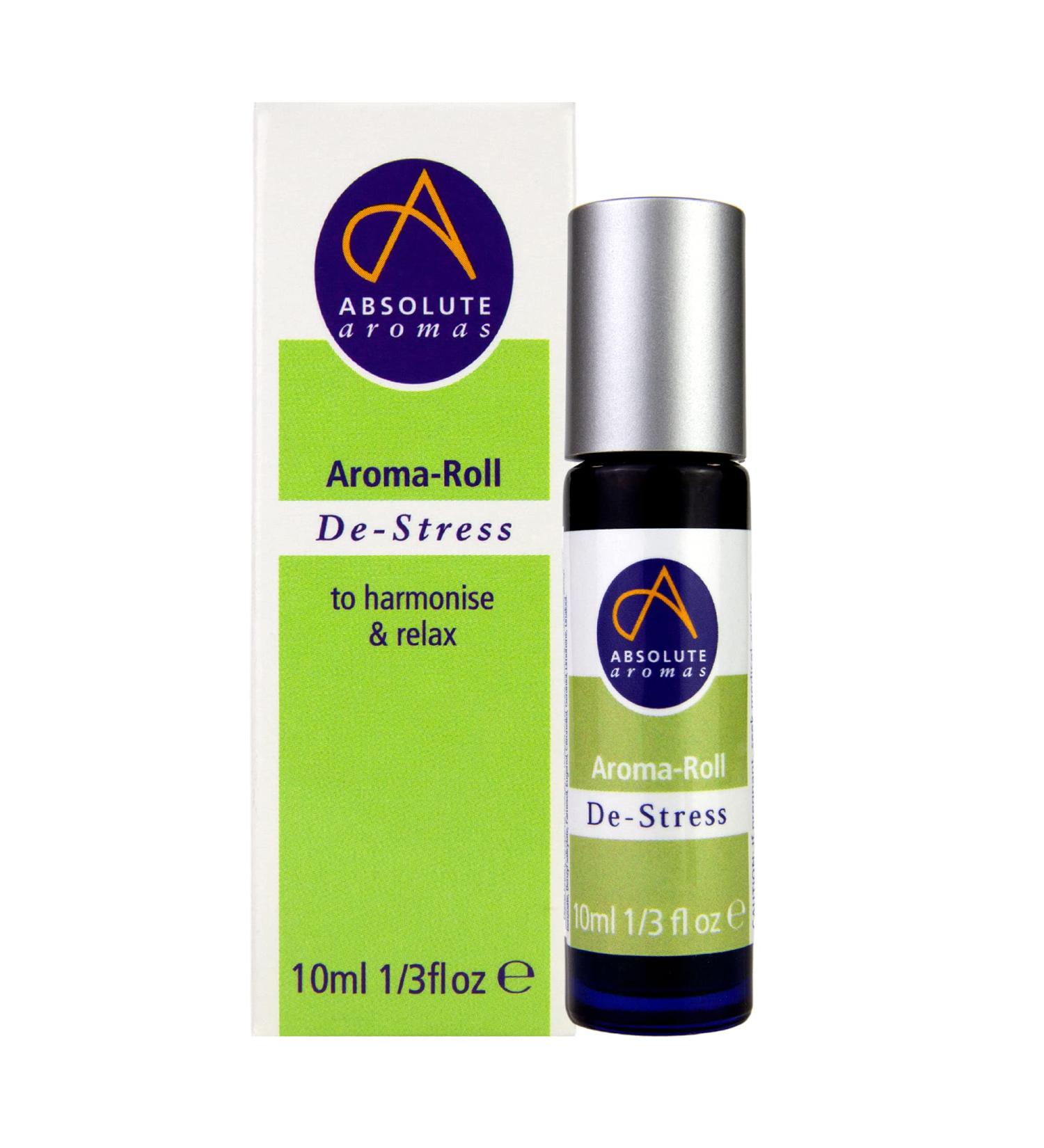 Absolute Aromas De-Stress Aroma-Roll Roller Ball - 100% Pure Frankincense Cedarwood Bergamot Oil - Buy Online on GoSupps.com
