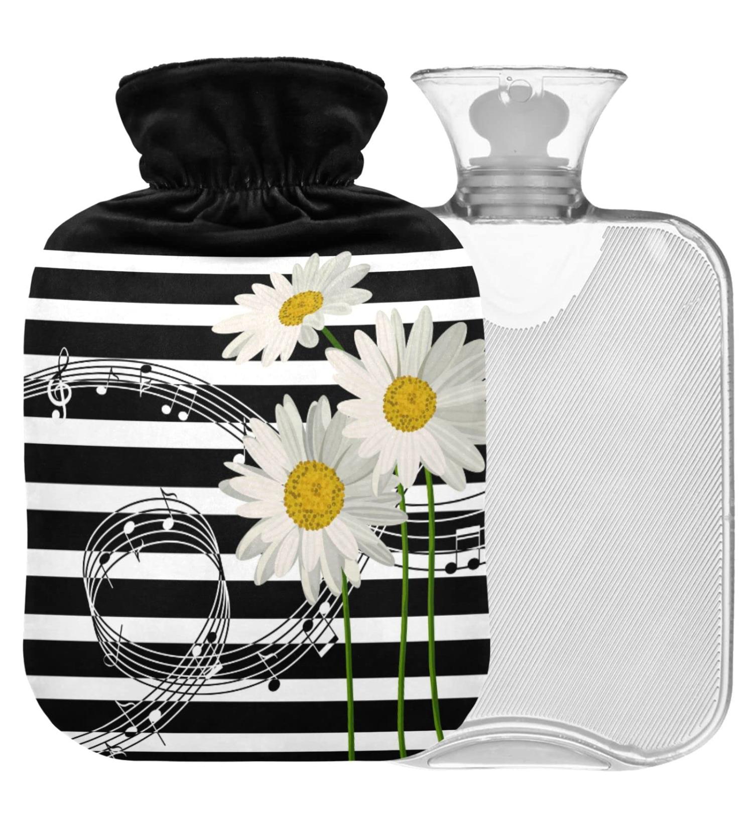 NAANLE 1L Musical Daisy Hot Water Bottle - Transparent Heat Therapy for Menstrual Cramps & Pain Relief | Ideal for Hand & Foot Comfort - Buy Online on GoSupps.com