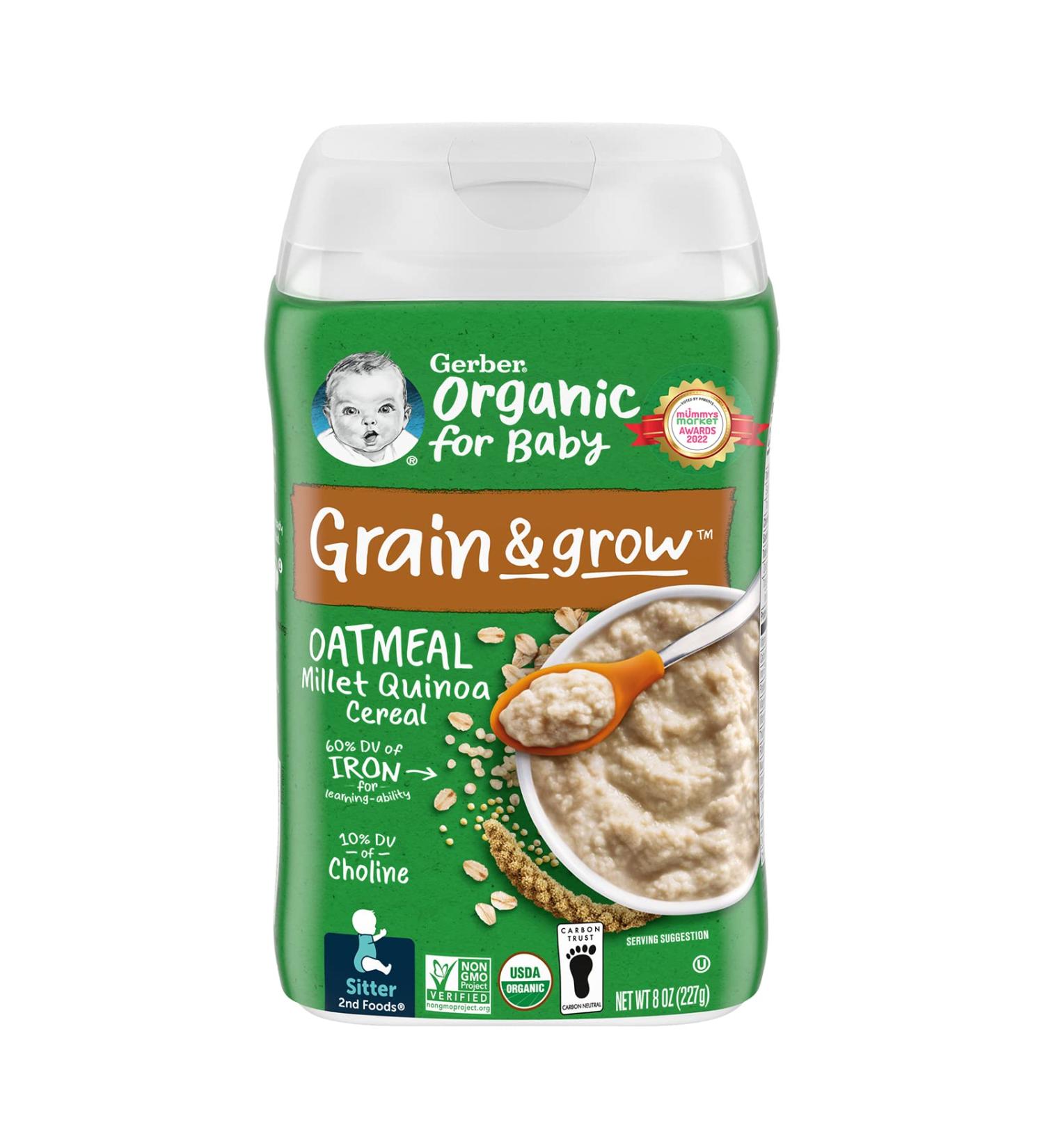 Gerber Organic Oatmeal Millet Quinoa Baby Cereal 8 oz - Pack of 1 - Buy Online on GoSupps.com