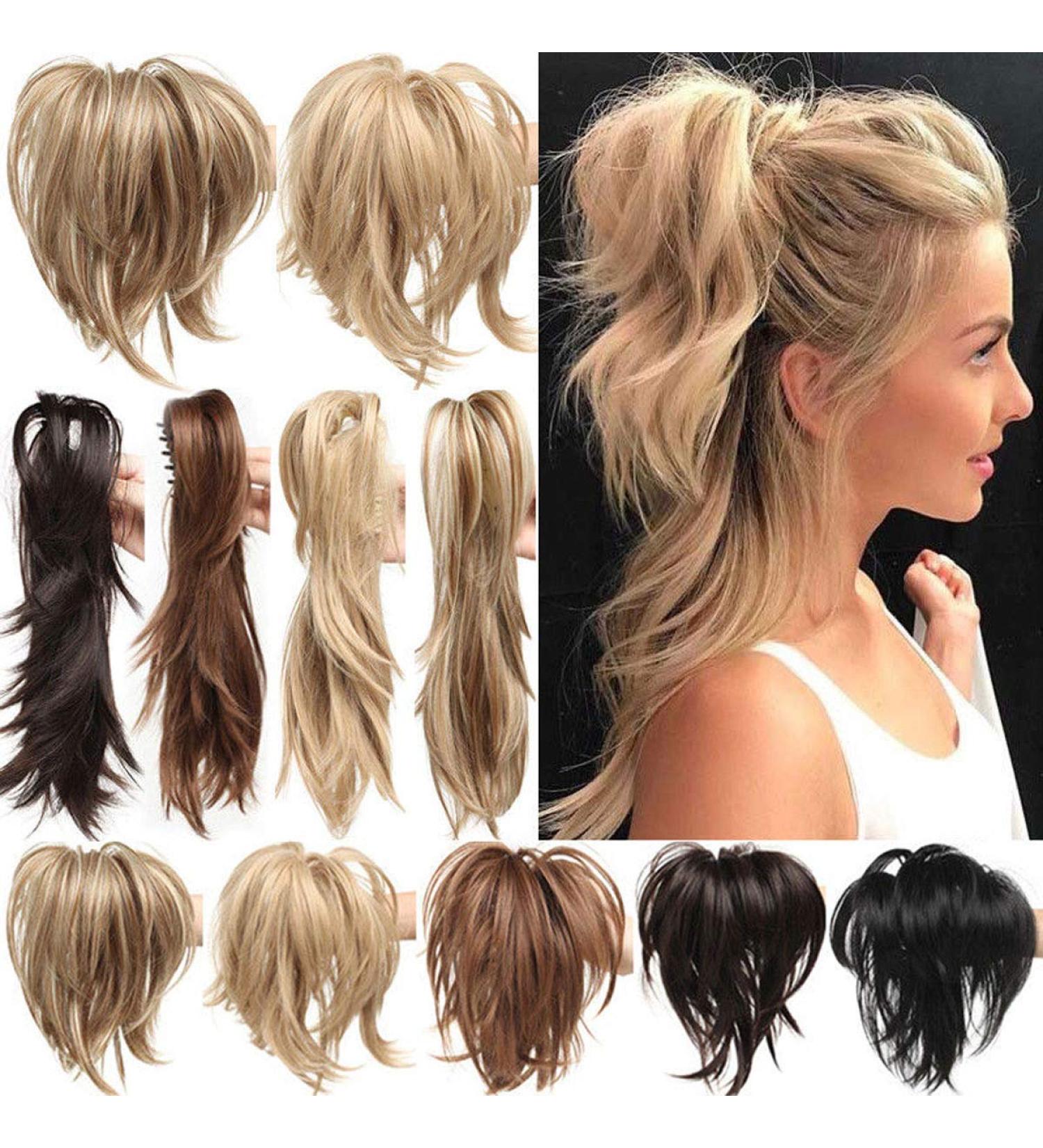 Clip-In Ponytail Hair Extensions - Ombre 30cm Dark Brown Jaw Claw Updo for Women - Buy Online on GoSupps.com