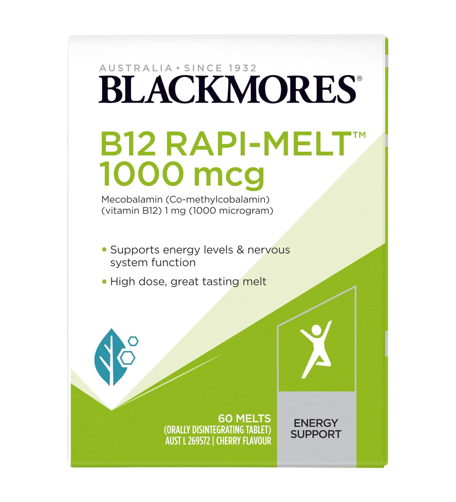 Blackmores B12 Rapi-Melt 1000mcg Cherry 60 Melts - Buy Online on GoSupps.com