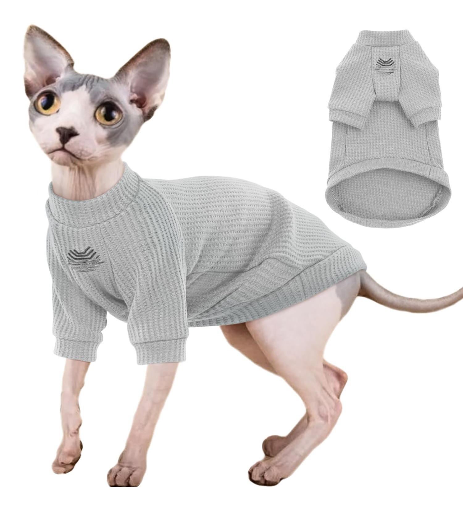 Iecoii Sphynx Litter Clothing | Soft Cotton T-Shirts & Sweaters for Hairless Cats - Perfect for Sphynx Cornish Rex Devon Rex & Peterbald - Buy Online on GoSupps.com